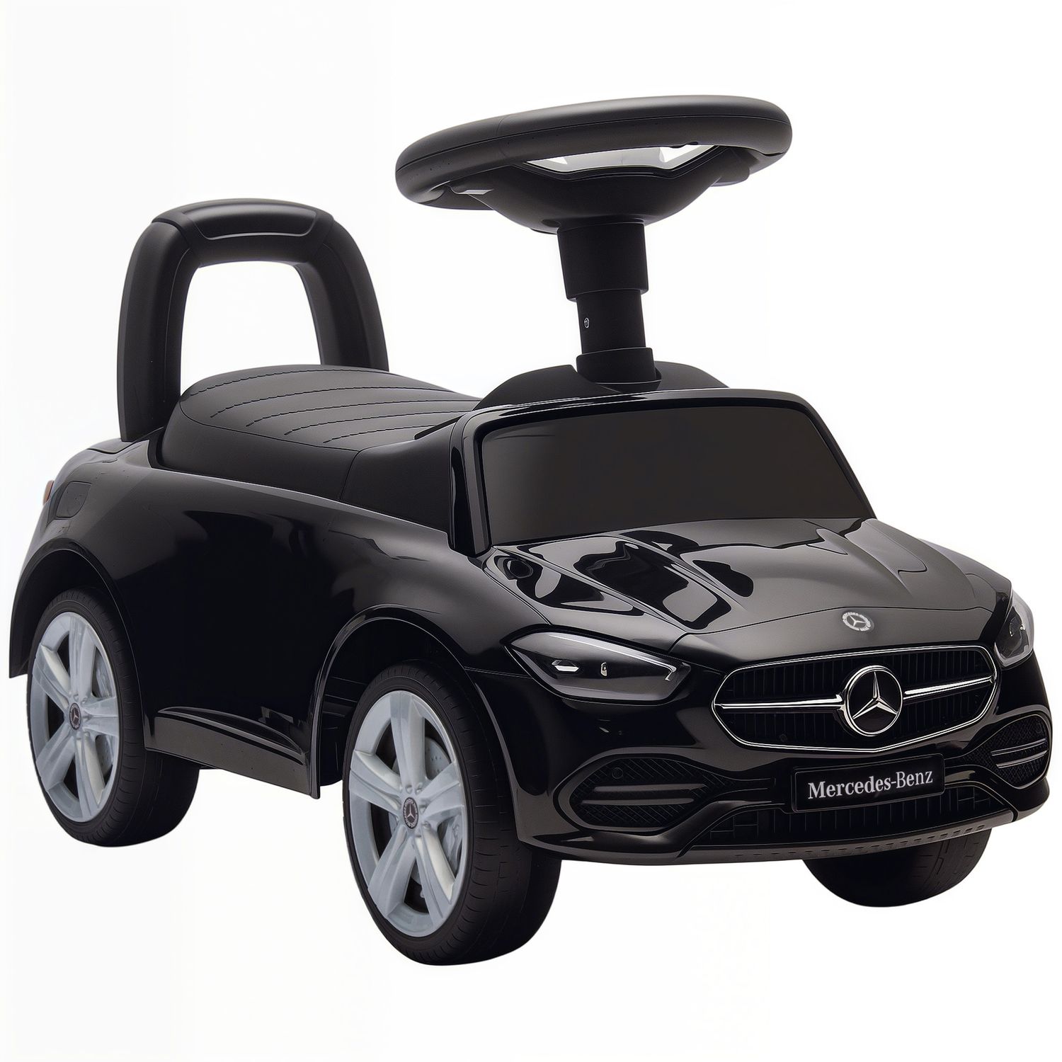 Macchina per bambini licenza mercedes benz con clacson e spazio portaoggetti, 65x28x39 cm, nero - 