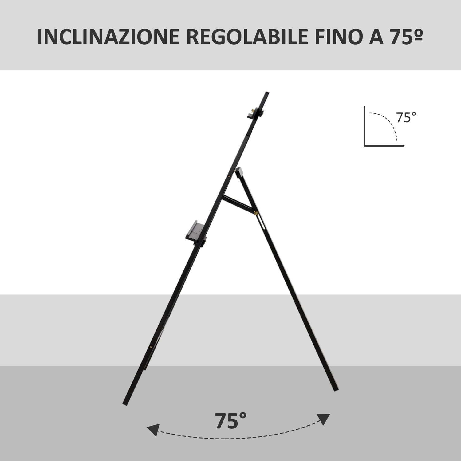 Cavalletto pittura, 135 cm cavalletto treppiede per dipingere su tela, cavalletto in legno di pino regolabile - 