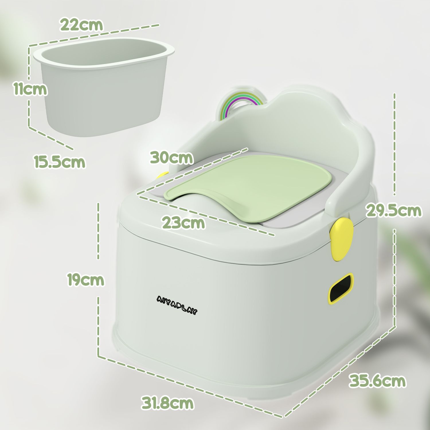 Vasino per bambini 3 in 1 con vaschetta rimovibile e imbottitura, età 6 mesi-6 anni, grigio - 