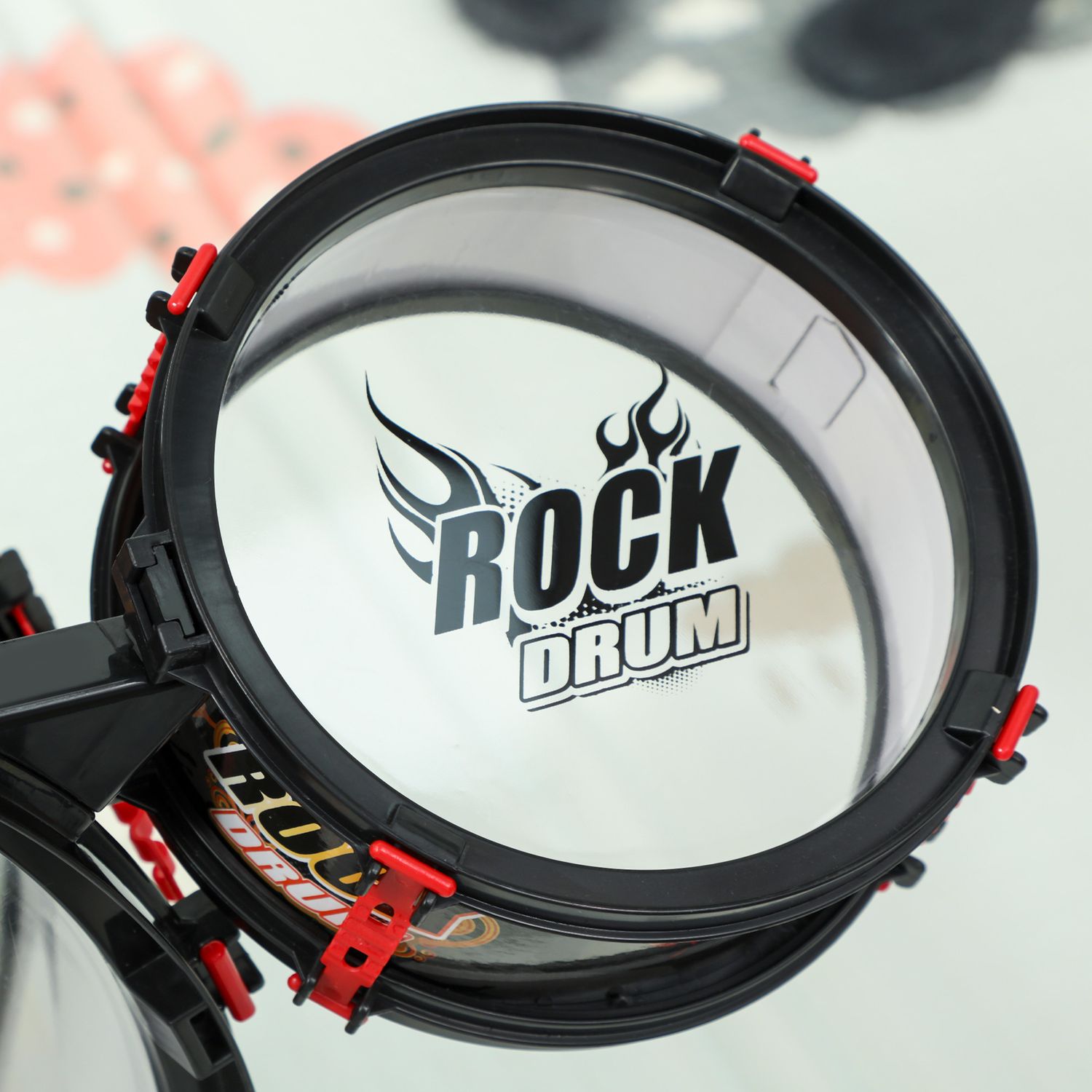 Set batteria giocattolo per bambini con sgabello, gioco musicale per bambini 3-6 anni, nero - 