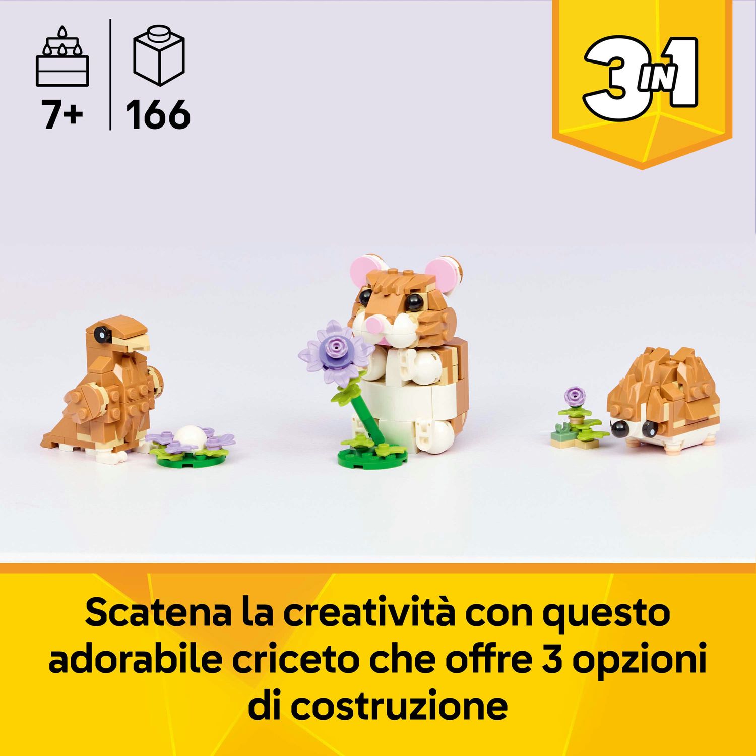 Lego creator 31376 3in1 simpatico criceto con fiore giocattolo - LEGO CREATOR
