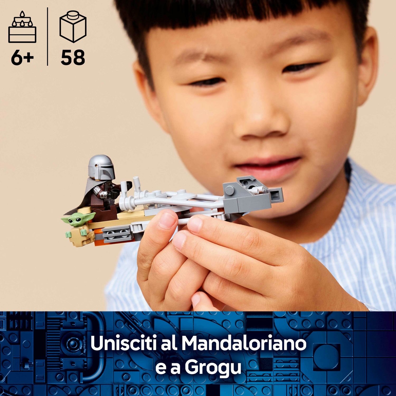 Lego star wars 75436 speeder bike del mandaloriano e di grogu - Lego