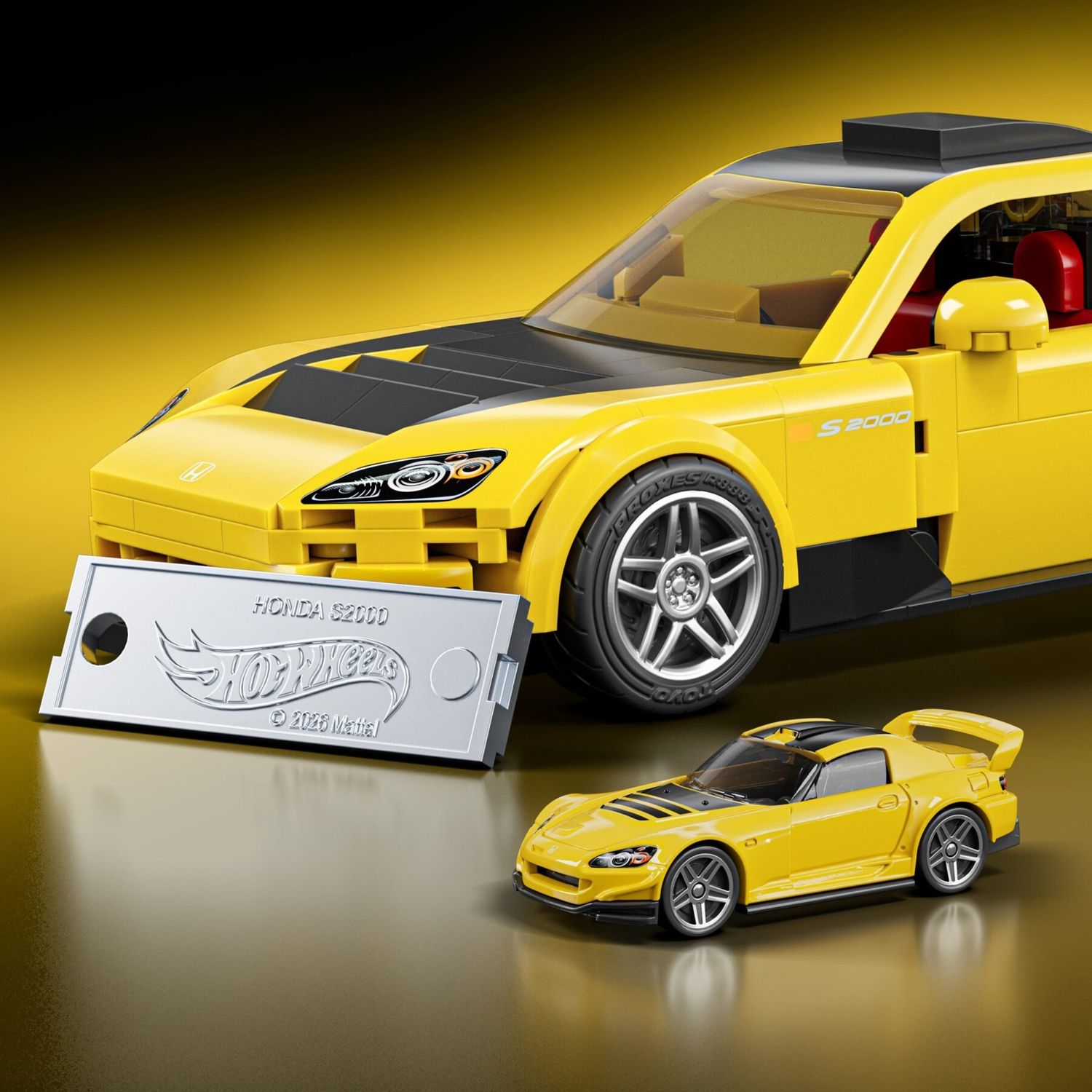 ​​mattel brick shop hot wheels - '07 honda s2000 serie speed, set da costruire con 257 pezzi, dettagli realistici e adesivi per personalizzare l'auto - BRICK SHOP