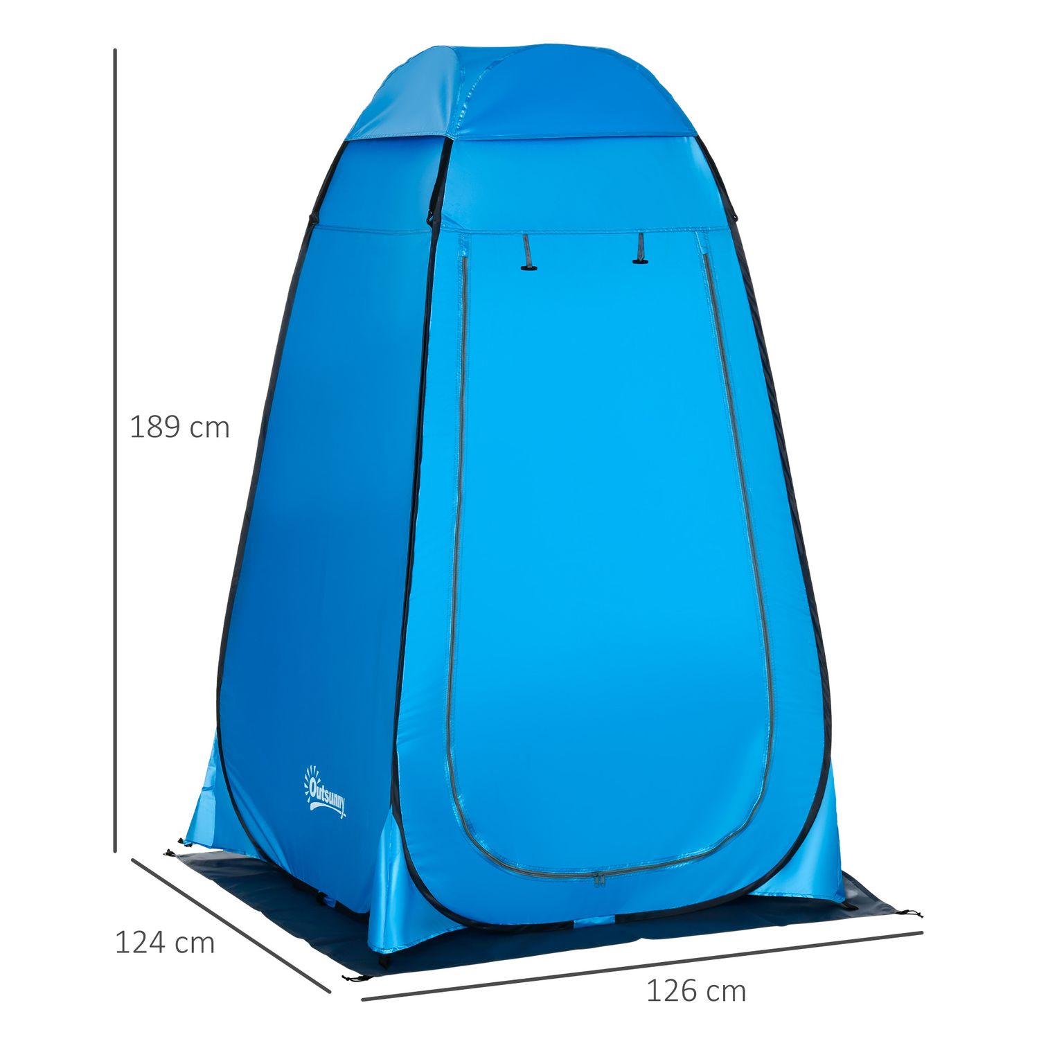 Tenda doccia da campeggio e spiaggia con porta a cerniera e borsa di trasporto, 126x124x189 cm, blu - 