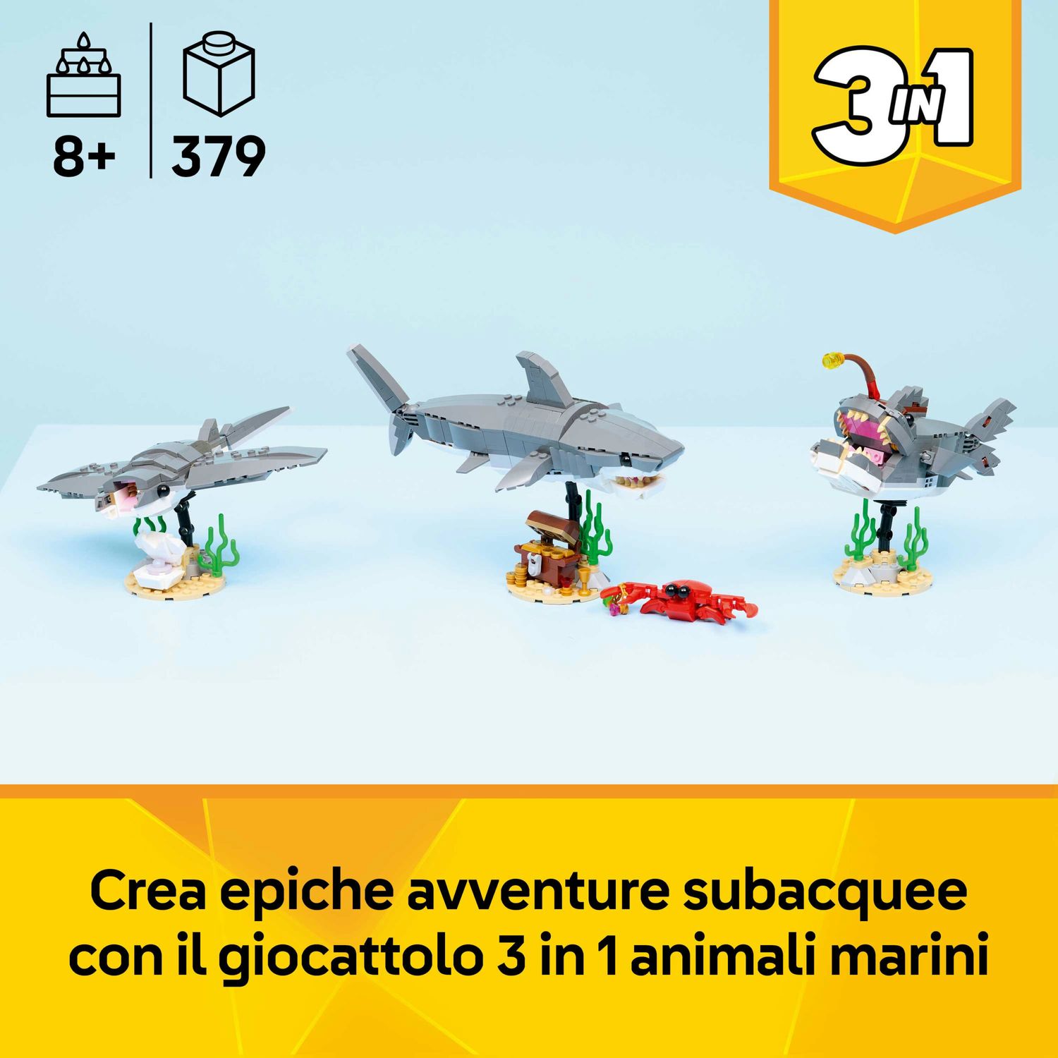 Lego creator 31381 – squalo con scrigno del tesoro 3in1 - LEGO CREATOR