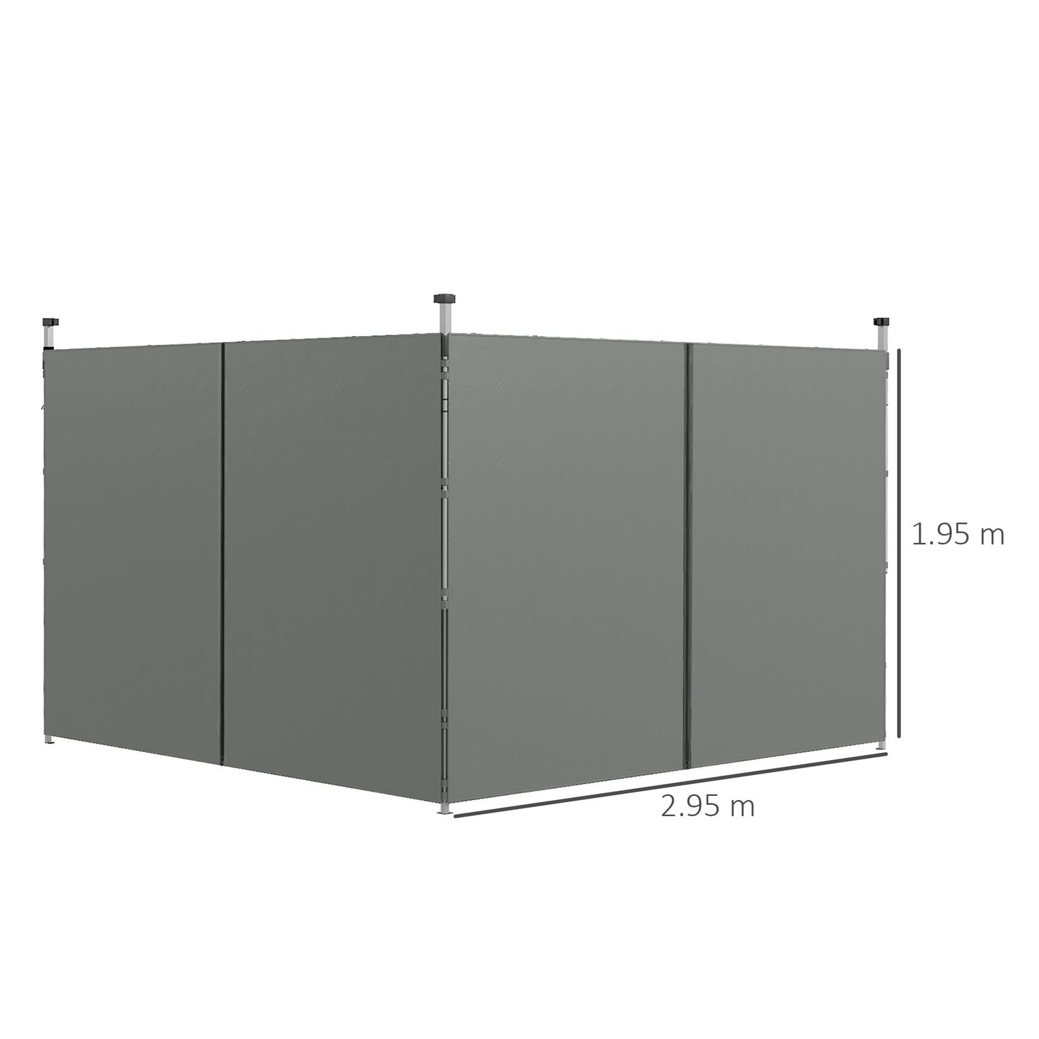 Set 2 pareti gazebo 3x3 e 3x6 m in tessuto oxford con porte a cerniera, 295x195 cm, grigio scuro - 