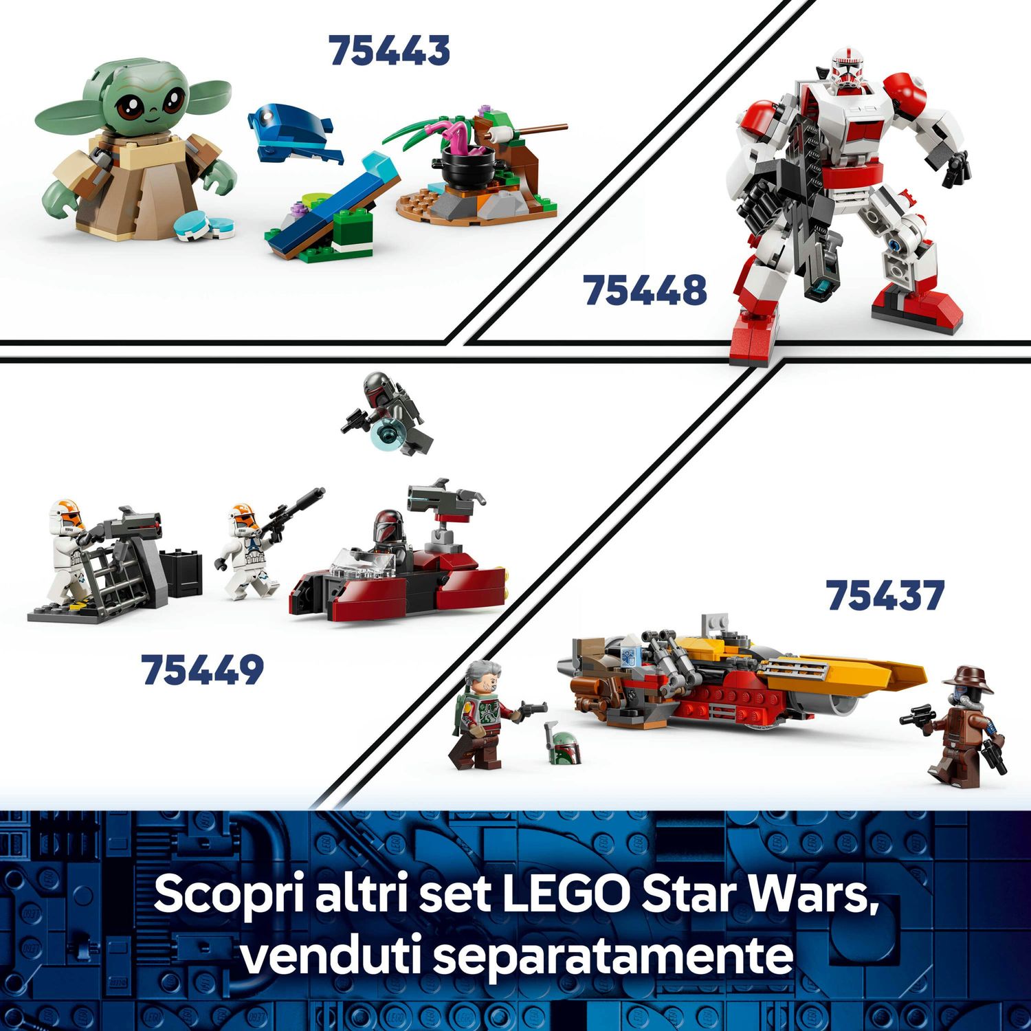 Lego star wars 75436 speeder bike del mandaloriano e di grogu - Lego