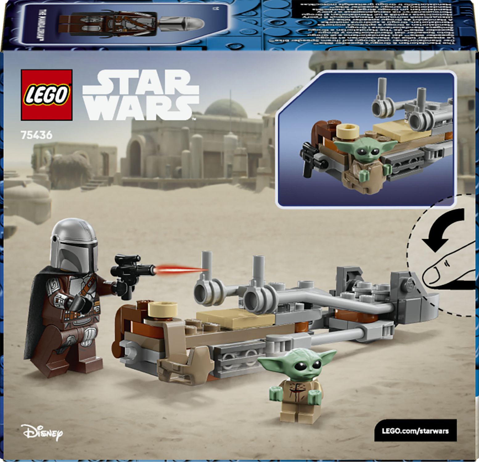Lego star wars 75436 speeder bike del mandaloriano e di grogu - Lego