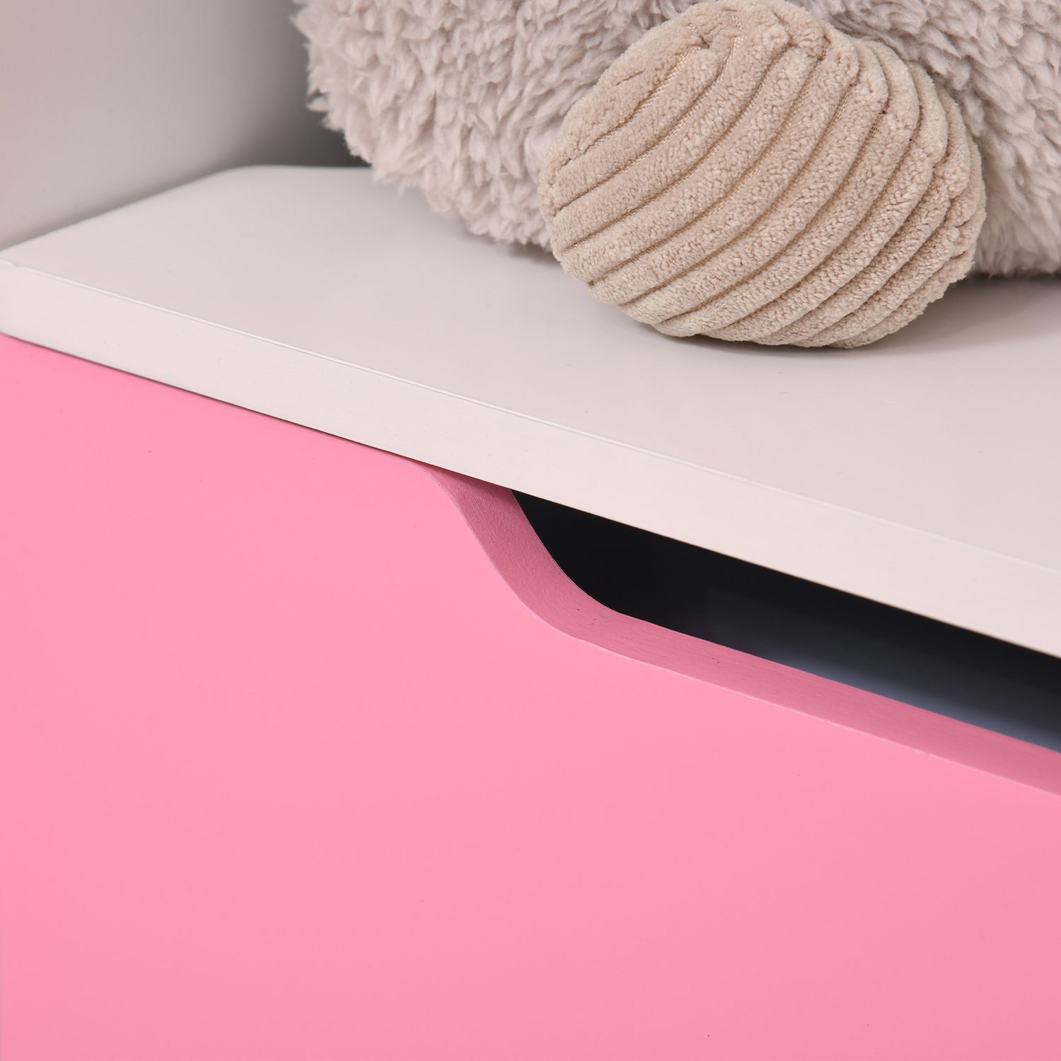 Panca contenitore con schienale in legno per bambini da 3-6 anni, 60x30x50 cm, rosa - 