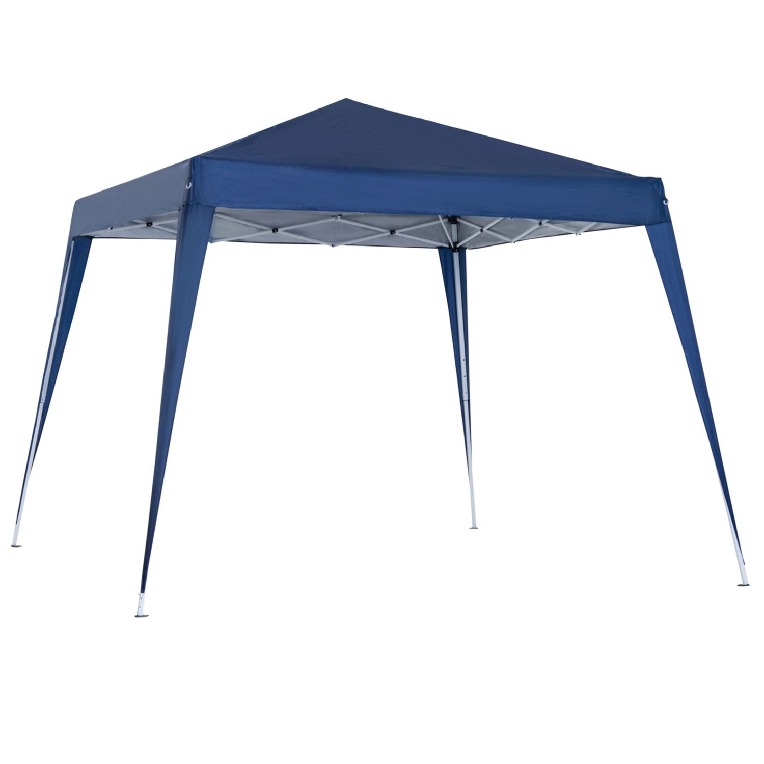 Gazebo pieghevole da giardino 2.4x2.4m con struttura in acciaio e corde antivento, blu - 