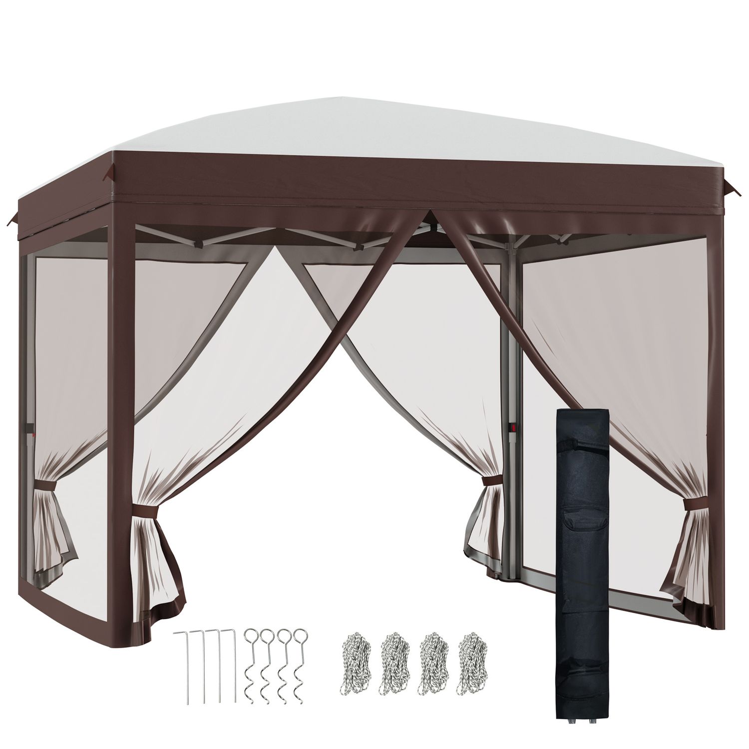 Gazebo da giardino 3x3 m con zanzariera e borsa da trasporto con ruote, color crema - 