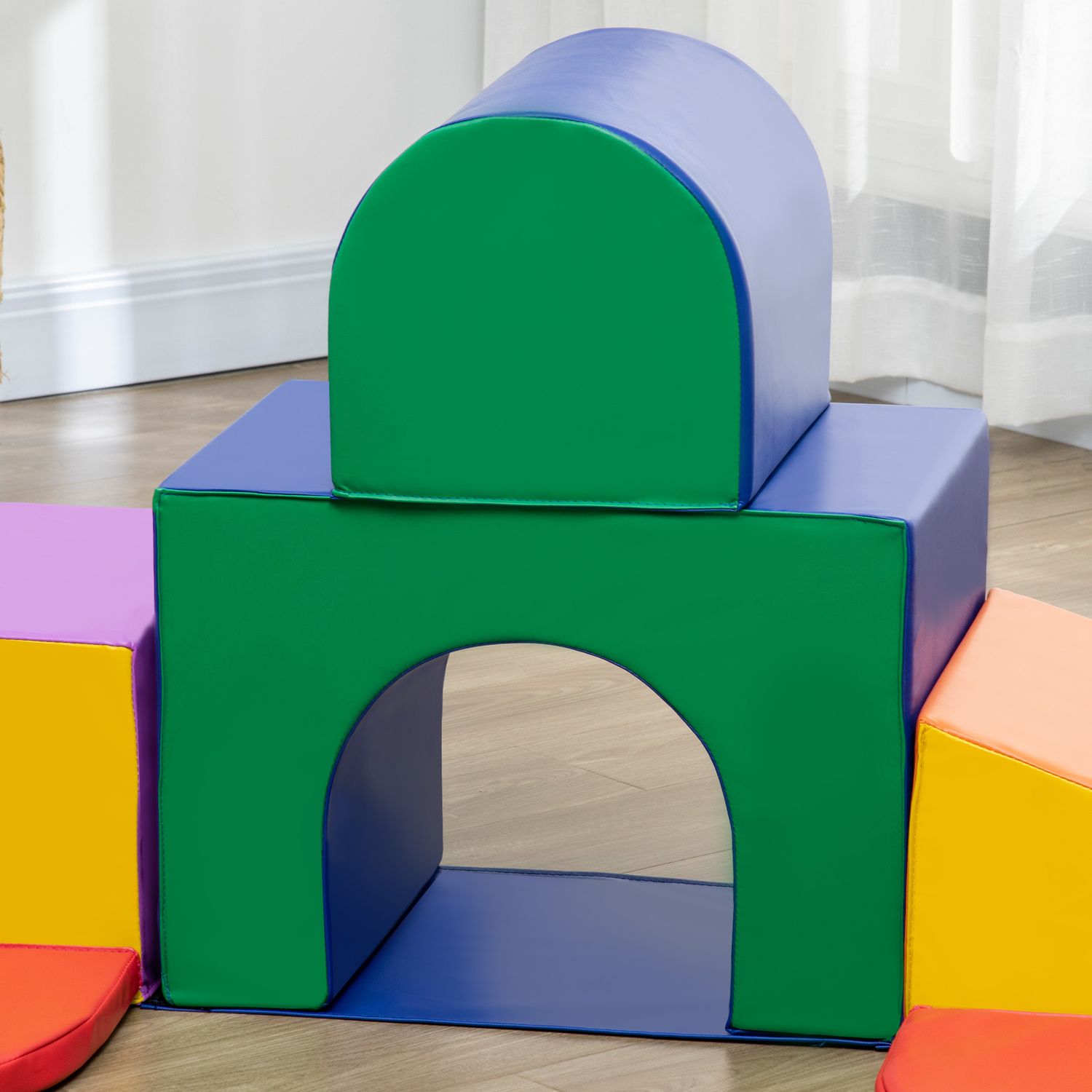 Set da gioco per bambini 1-3 anni da 7 blocchi multicolore in pu e epe, 170x130x40 cm - 