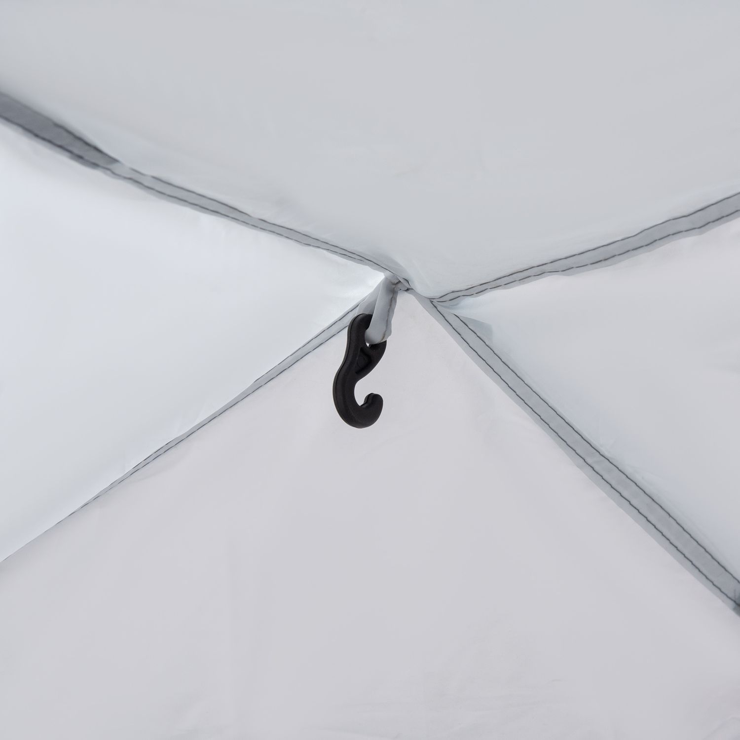 Tenda da campeggio 4-5 posti con 4 porte a cerniera, zanzariera e gancio, 350x350x230cm, bianca e blu - 