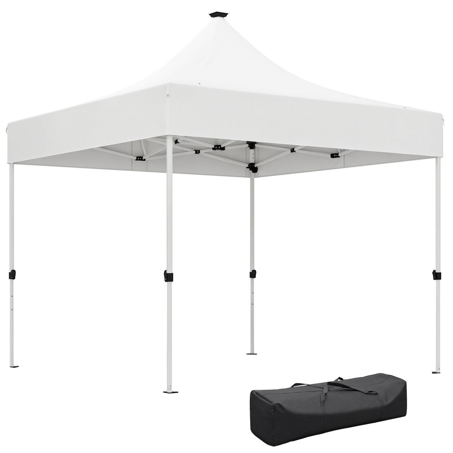 Gazebo da giardino pop up 3x3 m ad altezza regolabile con luci led solari, in tessuto oxford e metallo, bianco - 