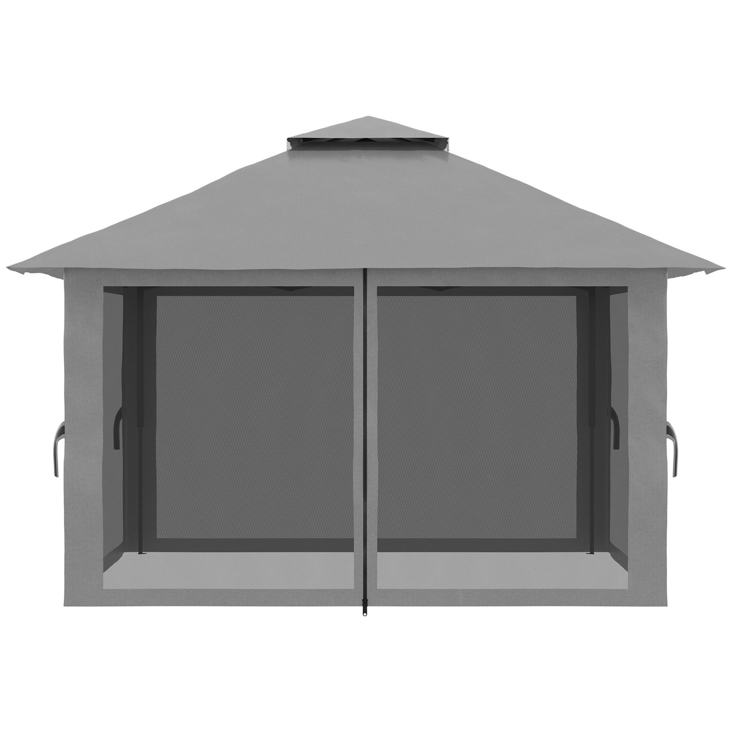Gazebo pieghevole 4x4 con borsa da trasporto, picchetti, funi e sacchi di sabbia inclusi, 392x392x283 cm, grigio - 