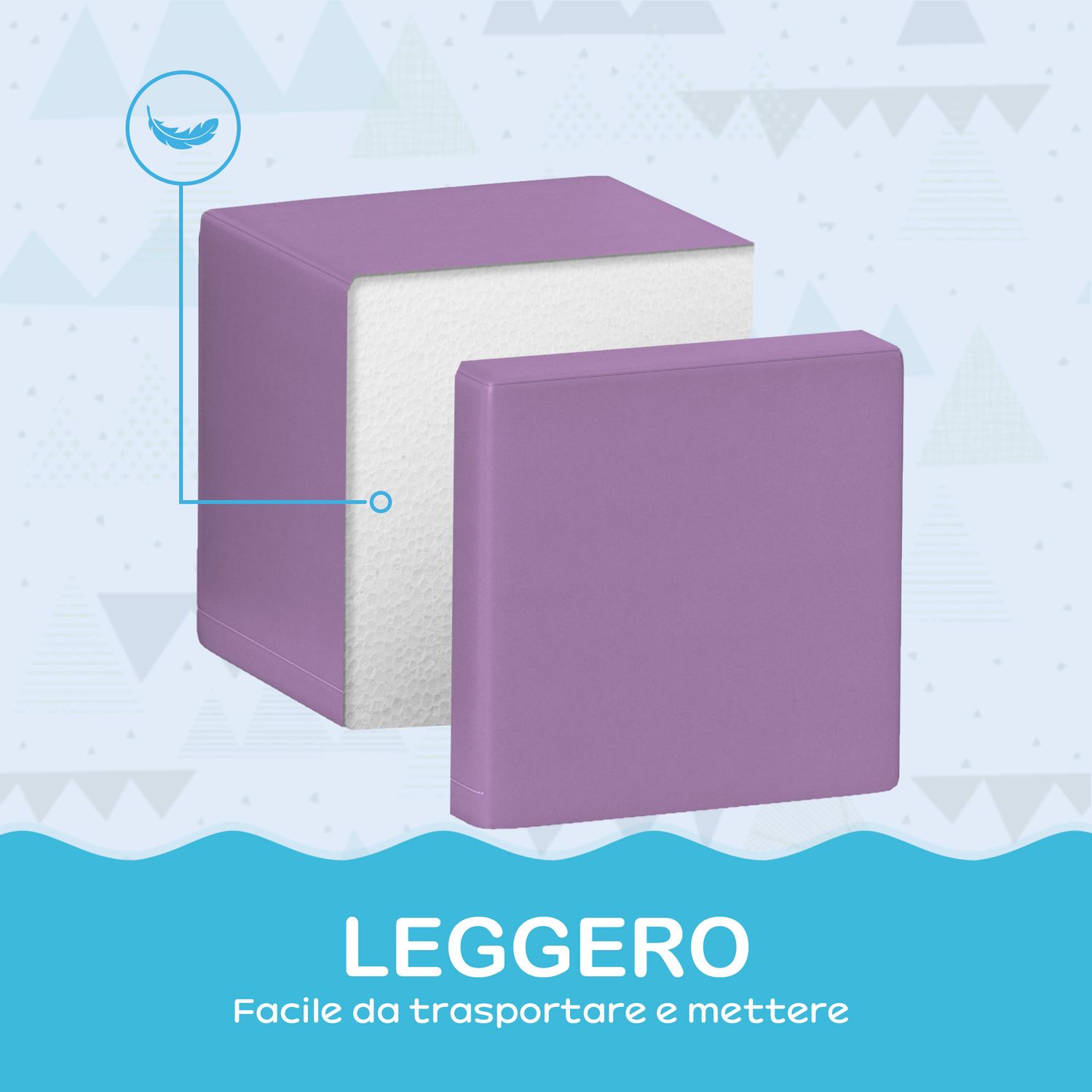 Set 12 cubi giocattolo morbidi per bambini 12-36 mesi in pu ed epe, 20x20x20 cm, multicolore - 