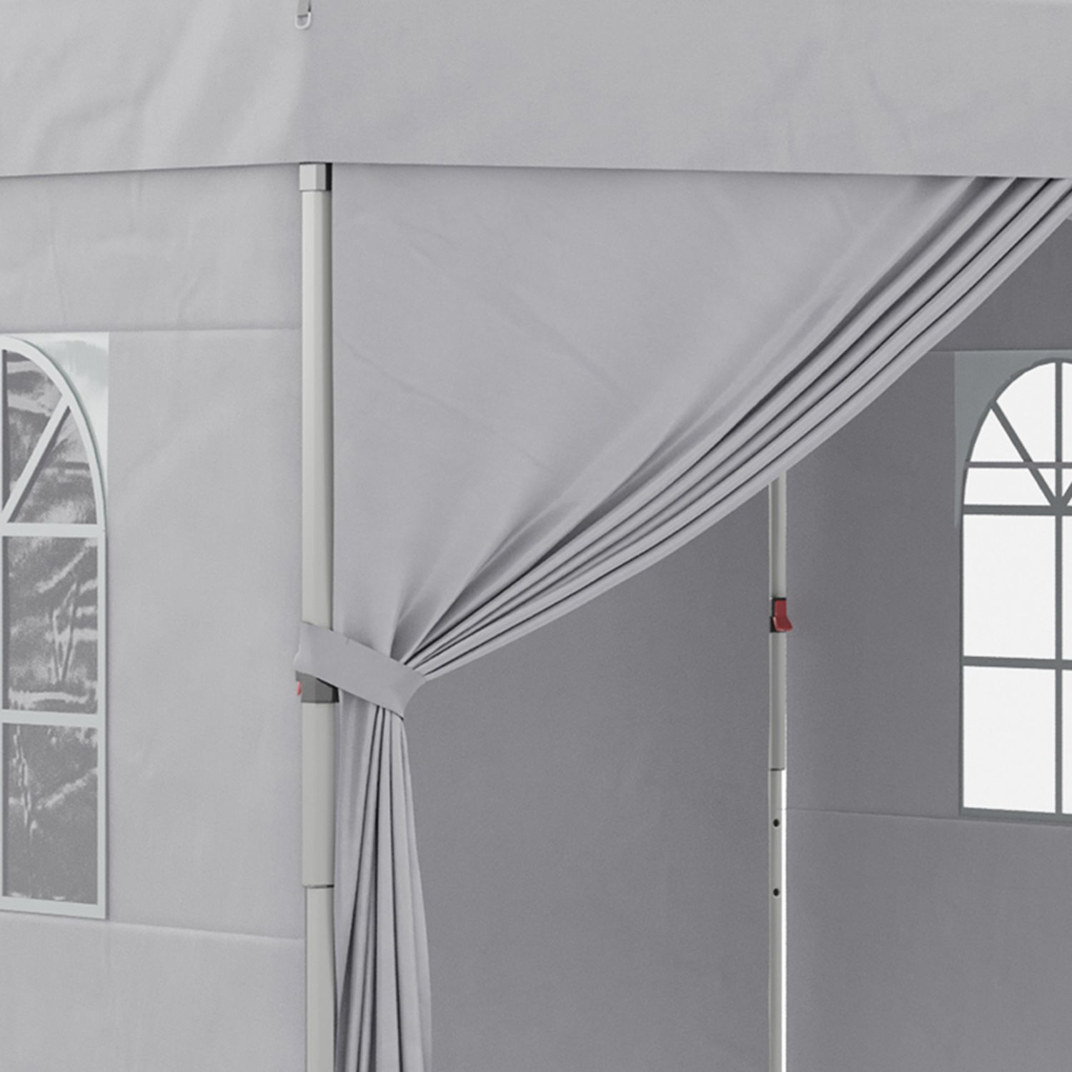 Gazebo pieghevole 3x3 m con altezza regolabile su 3 livelli, finestre e borsa di trasporto, grigio chiaro - 