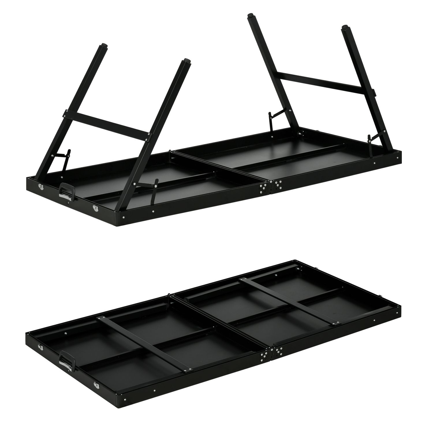 Tavolo ping pong pieghevole con maniglia da trasporto, in alluminio e legno, 152x76x72 cm, nero - 