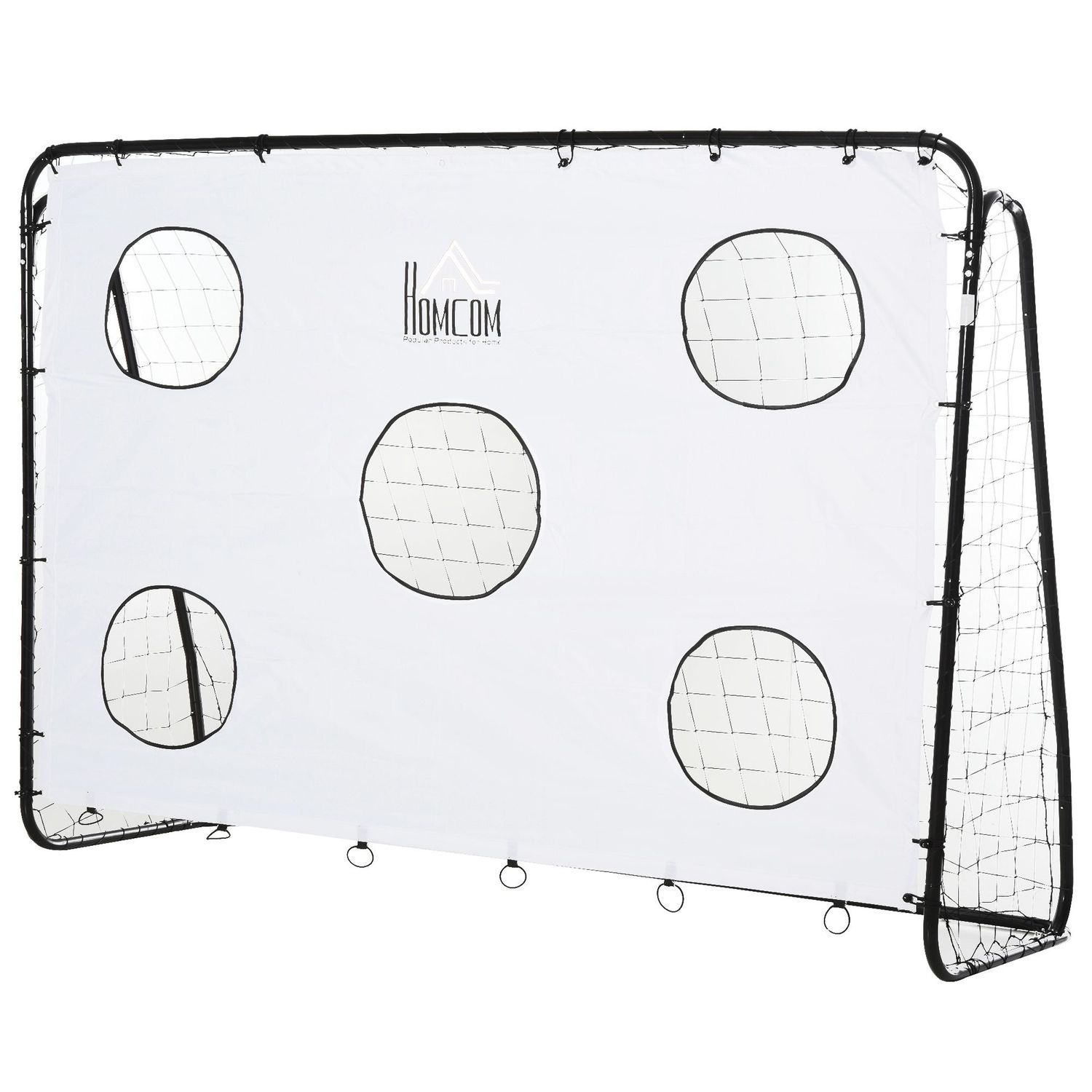 Porta da calcio per bambini e adulti con rete in pe, in metallo e oxford, bianco e nero, 240x88x171.5cm - 