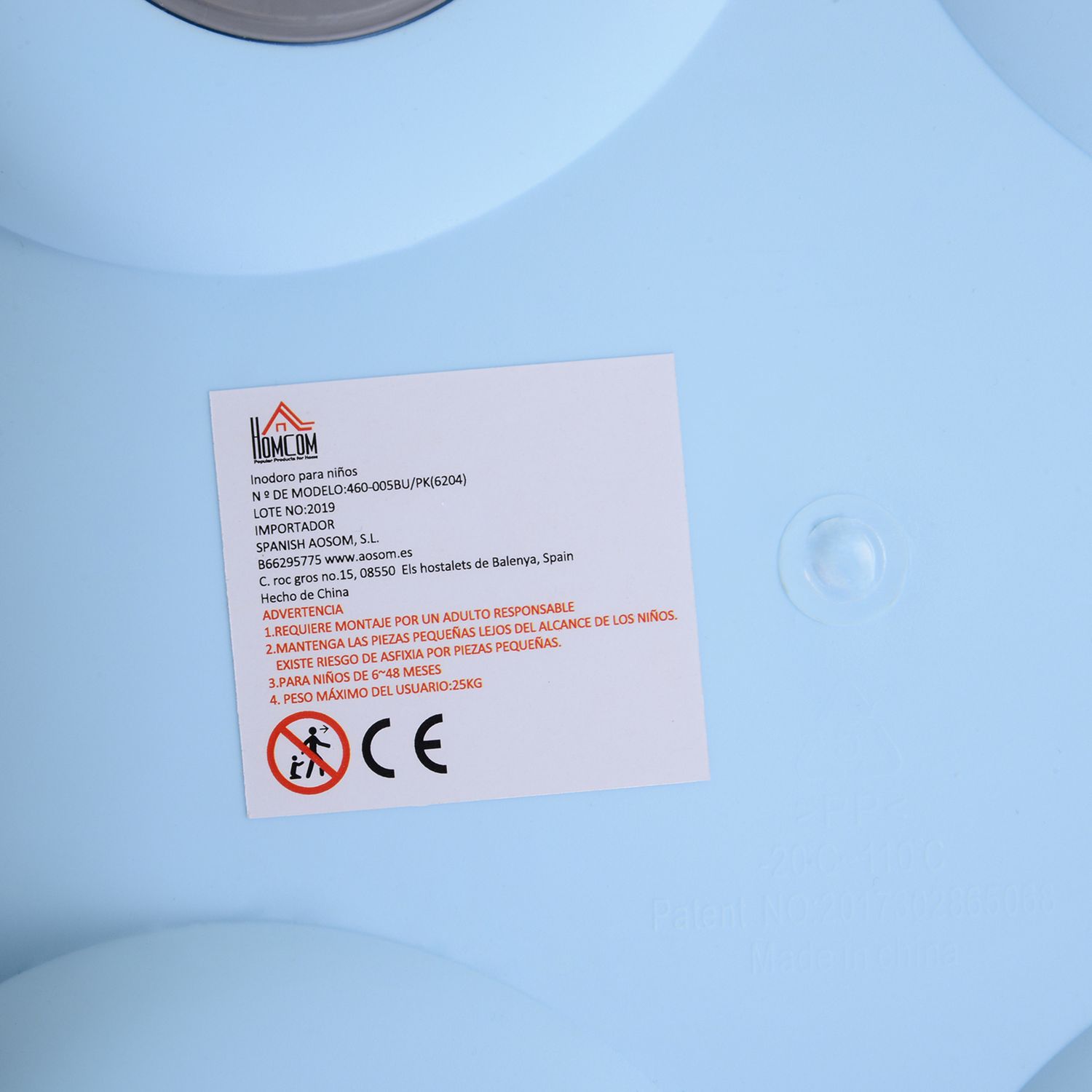 Vasino per bambini 6 mesi-48 mesi antiscivolo ippopotamo blu (40x30x23cm) - 