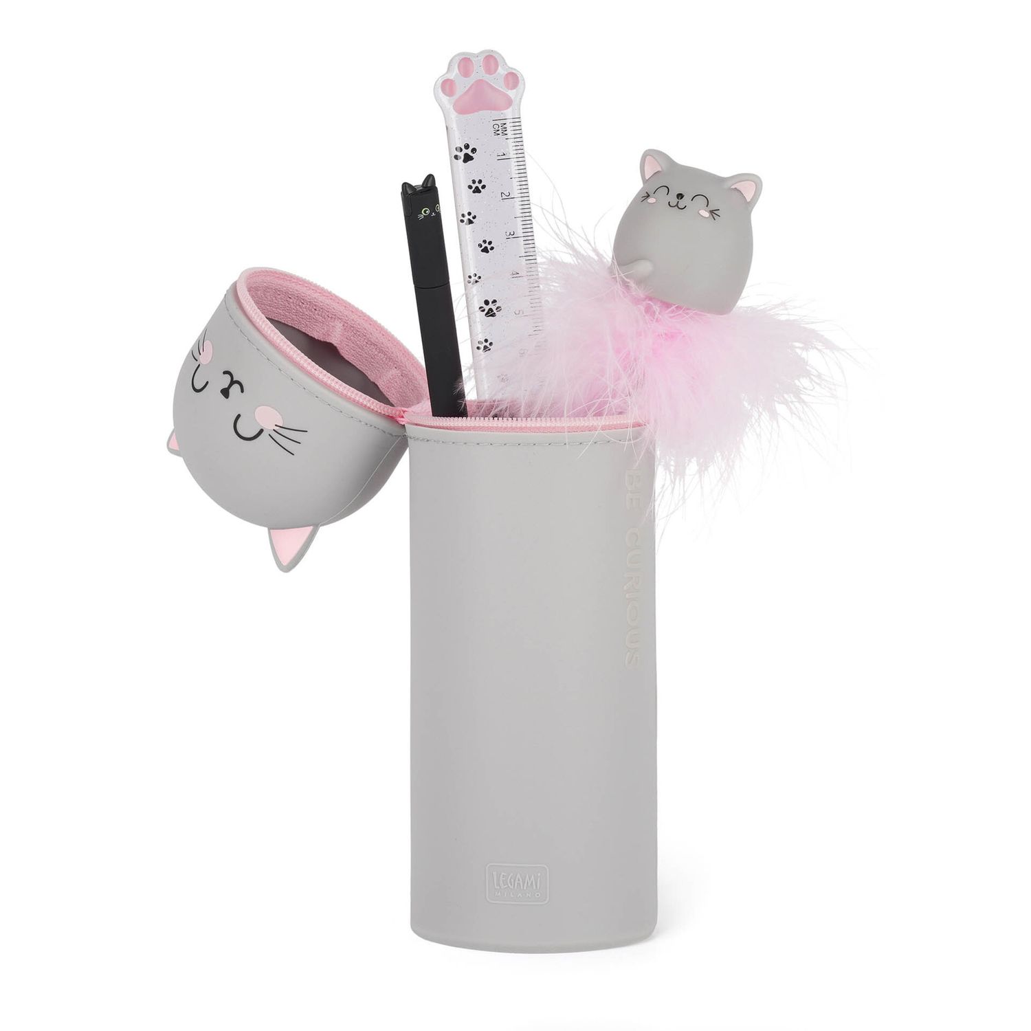 Kawaii - 2-in-1 silicone pencil case - kitty- extraordinary stationery - LEGAMI