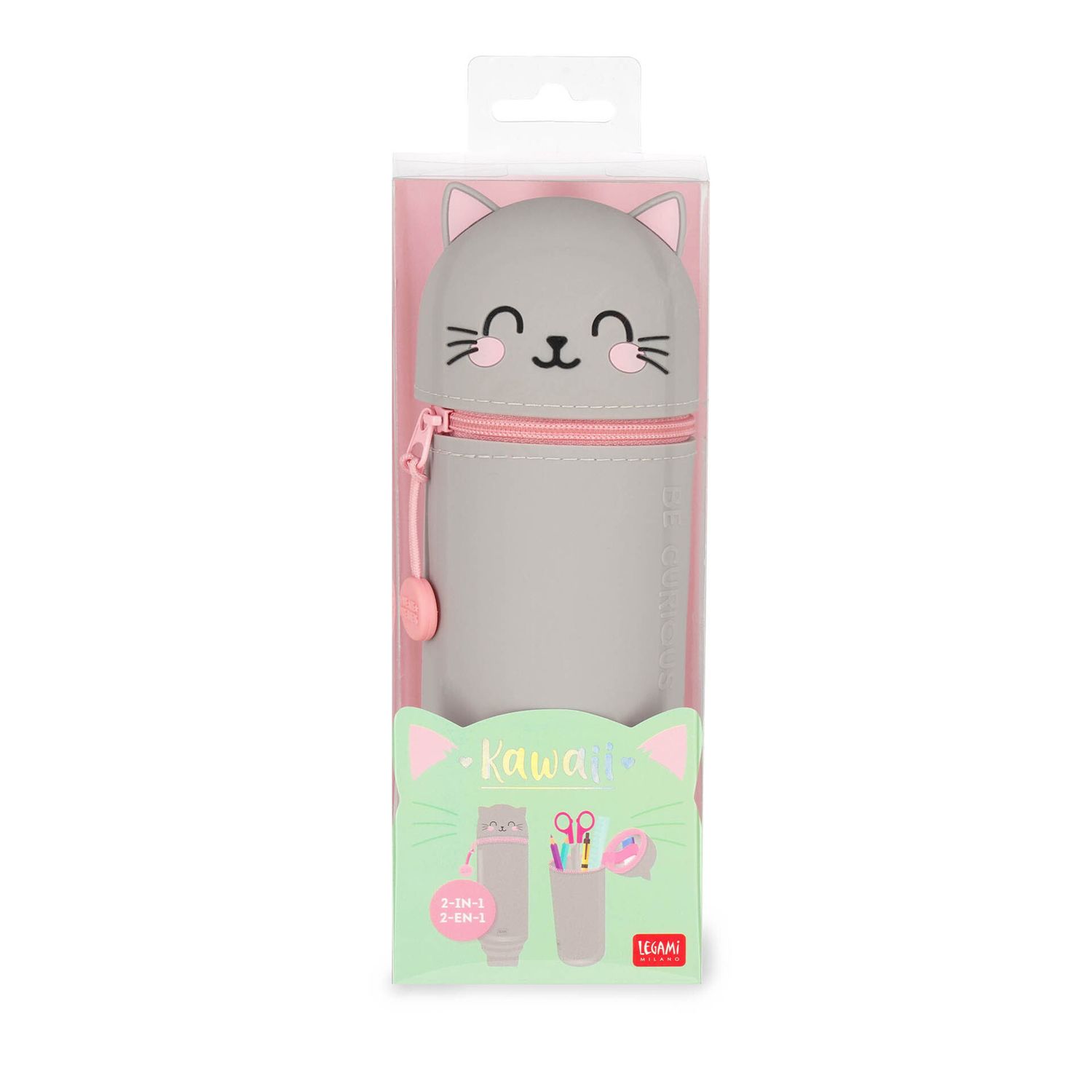 Kawaii - 2-in-1 silicone pencil case - kitty- extraordinary stationery - LEGAMI