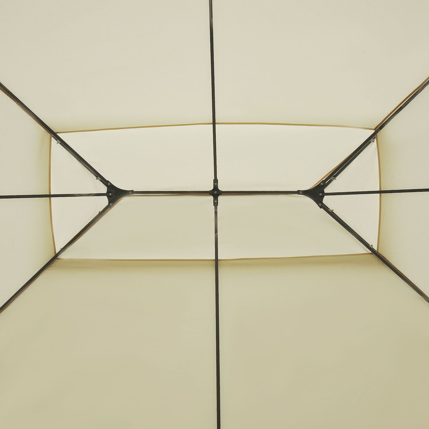 Gazebo da giardino 3x4 m con tende e tetto a 2 livelli bianco crema - 