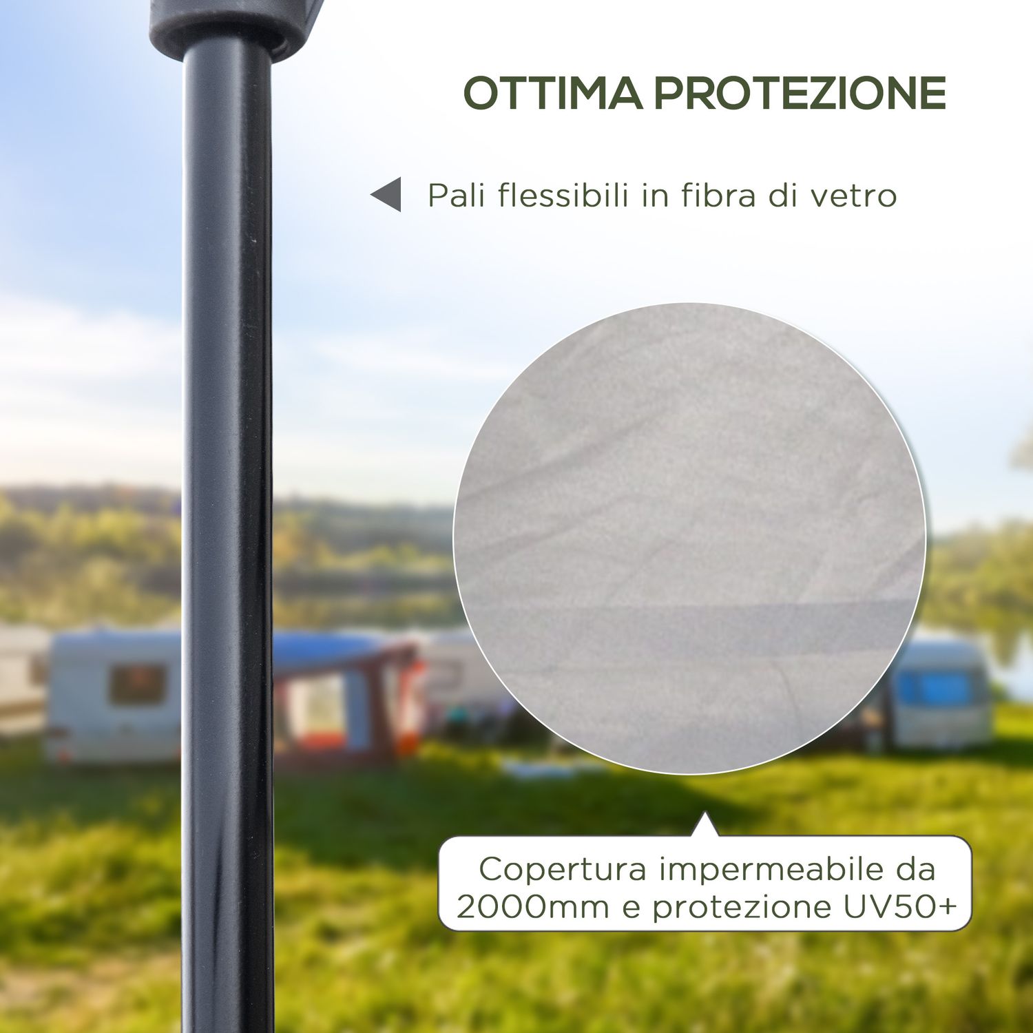 Tenda da campeggio da 2-3 persone con veranda, 210x210x150cm, grigia e bianca - 