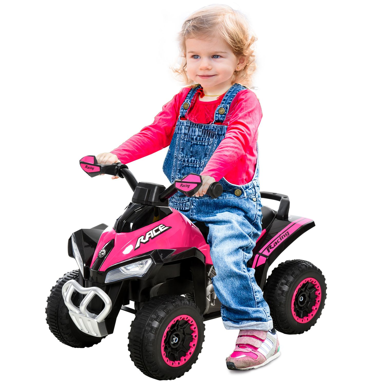 Mini quad per bambini 18-36 mesi a spinta manuale con musiche integrate e ampio manubrio, moto per bambini in pp e metallo, 67.5x38x44 cm, rosa - 