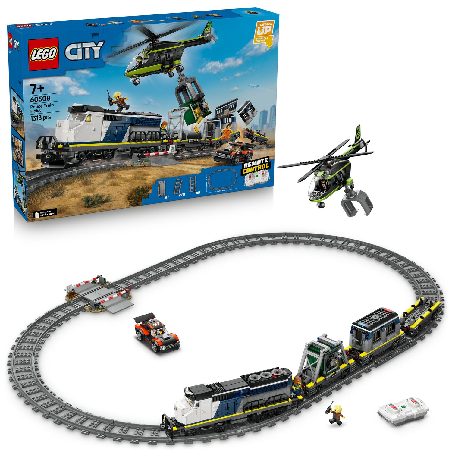 Lego city 60508 rapina al treno della polizia giocattolo, treno telecomandato con binario - LEGO CITY