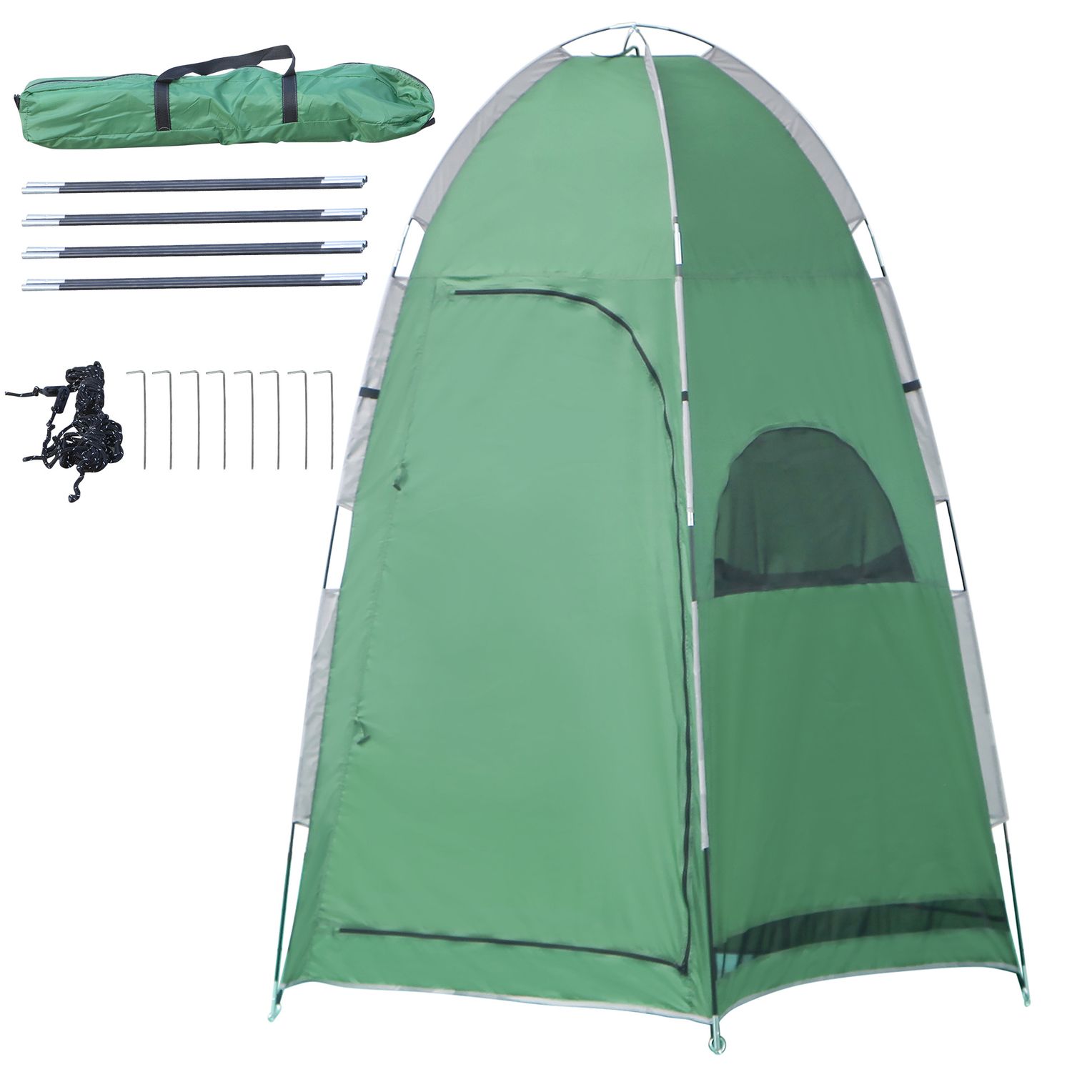 Tenda doccia da campeggio con borsa per trasporto e tasca portaoggetti 122x122x213cm, verde - 