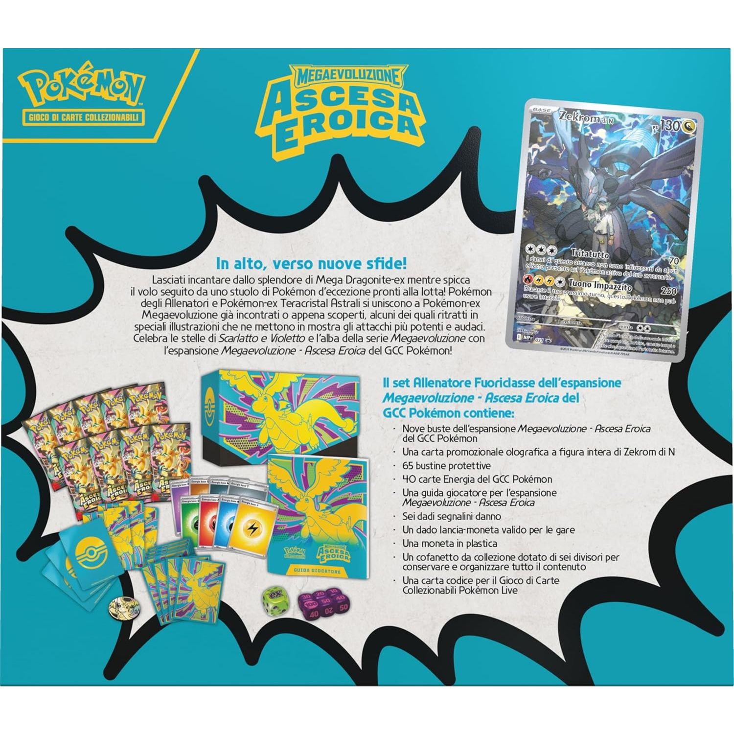 Pokemon ita megaevo ascesa eroica set allenatore fuoriclasse - zekrom olografica - POKEMON