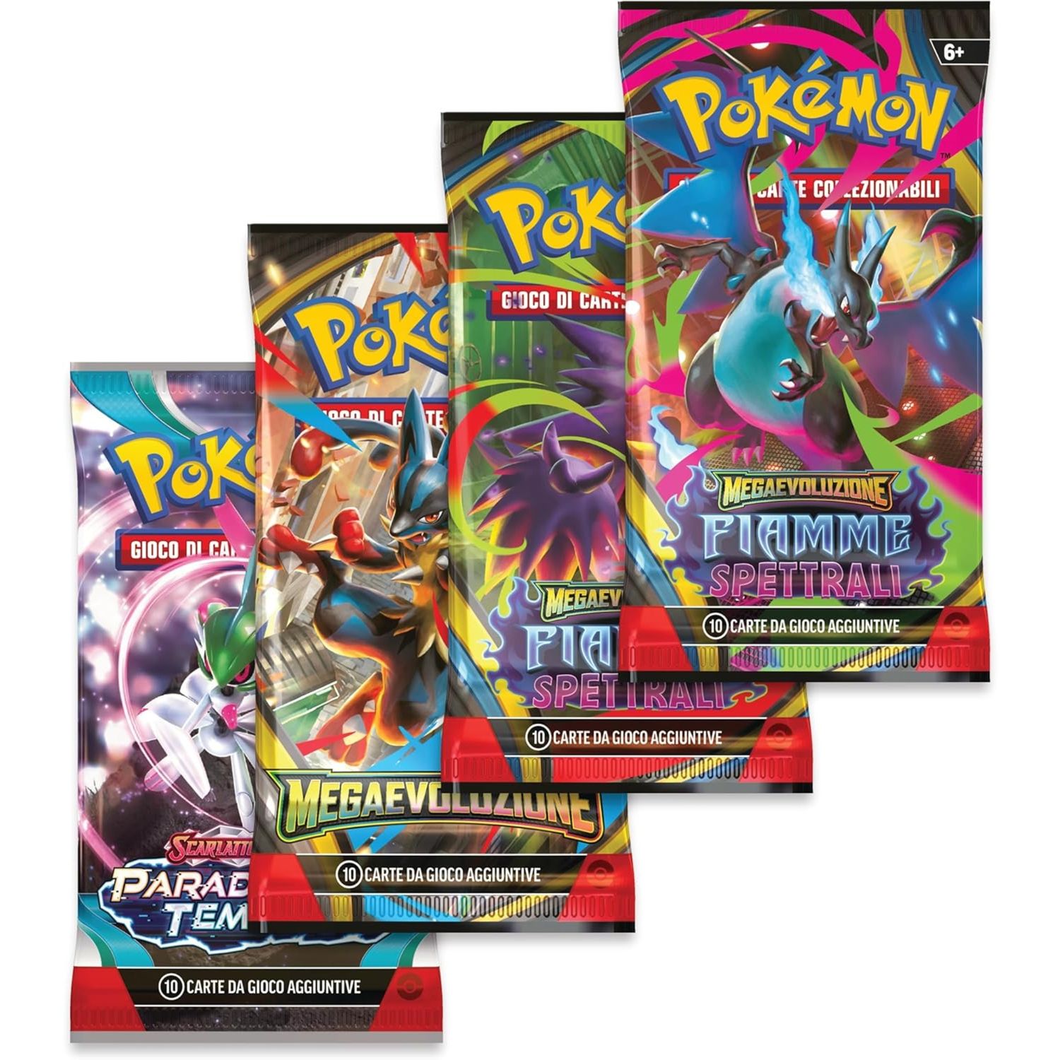 Pokemon ita mega charizard tin assortito - carta olografica ex + 4 booster - POKEMON