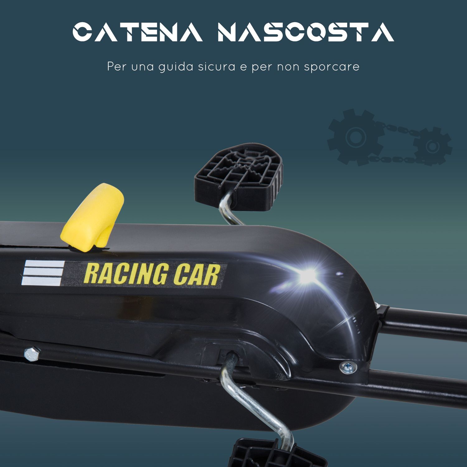 Go-kart a pedali per bambini con sedile regolabile, freno e frizione, 95x66.5x57cm, bianco nero - 