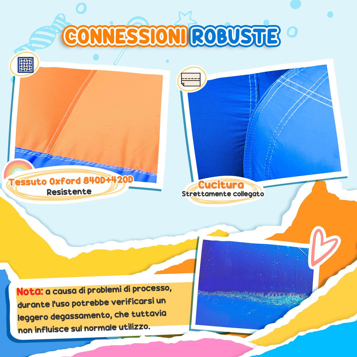 Castello gonfiabile gigante e rimbalzante per bambini 3-8 anni con scivolo, piscina e gonfiatore 3.6x1.75x1.8m - 