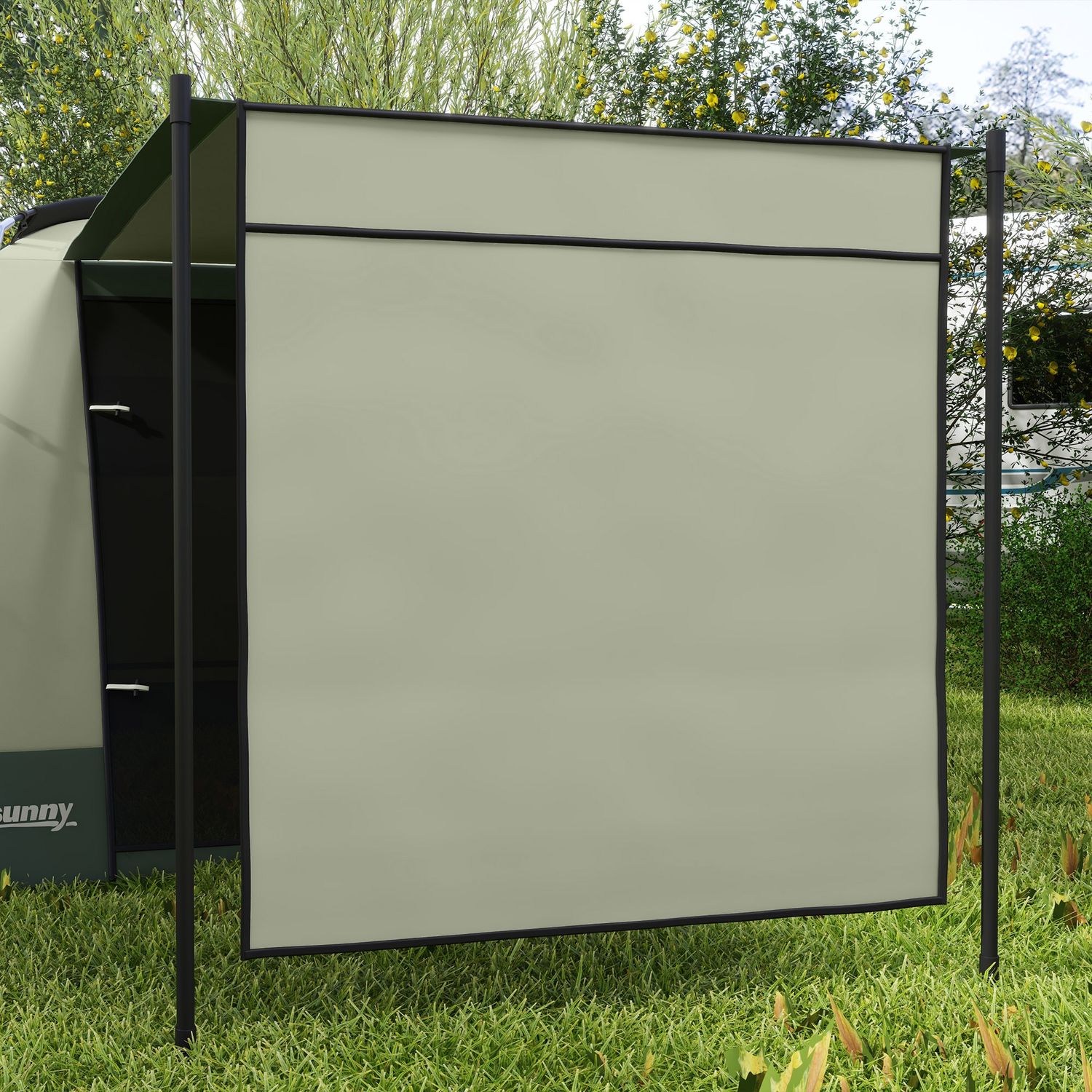 Tenda da campeggio 4 posti impermeabile con zona notte e zona giorno, in poliestere, 460x300x200 cm, verde - 