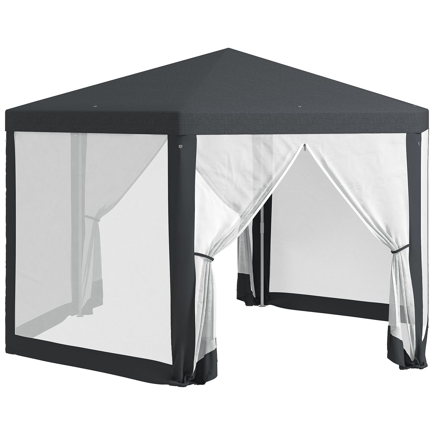 Gazebo da giardino esagonale con doppio ingresso, in metallo e poliestere, 3.94x3.94x2.5 m, grigio - 