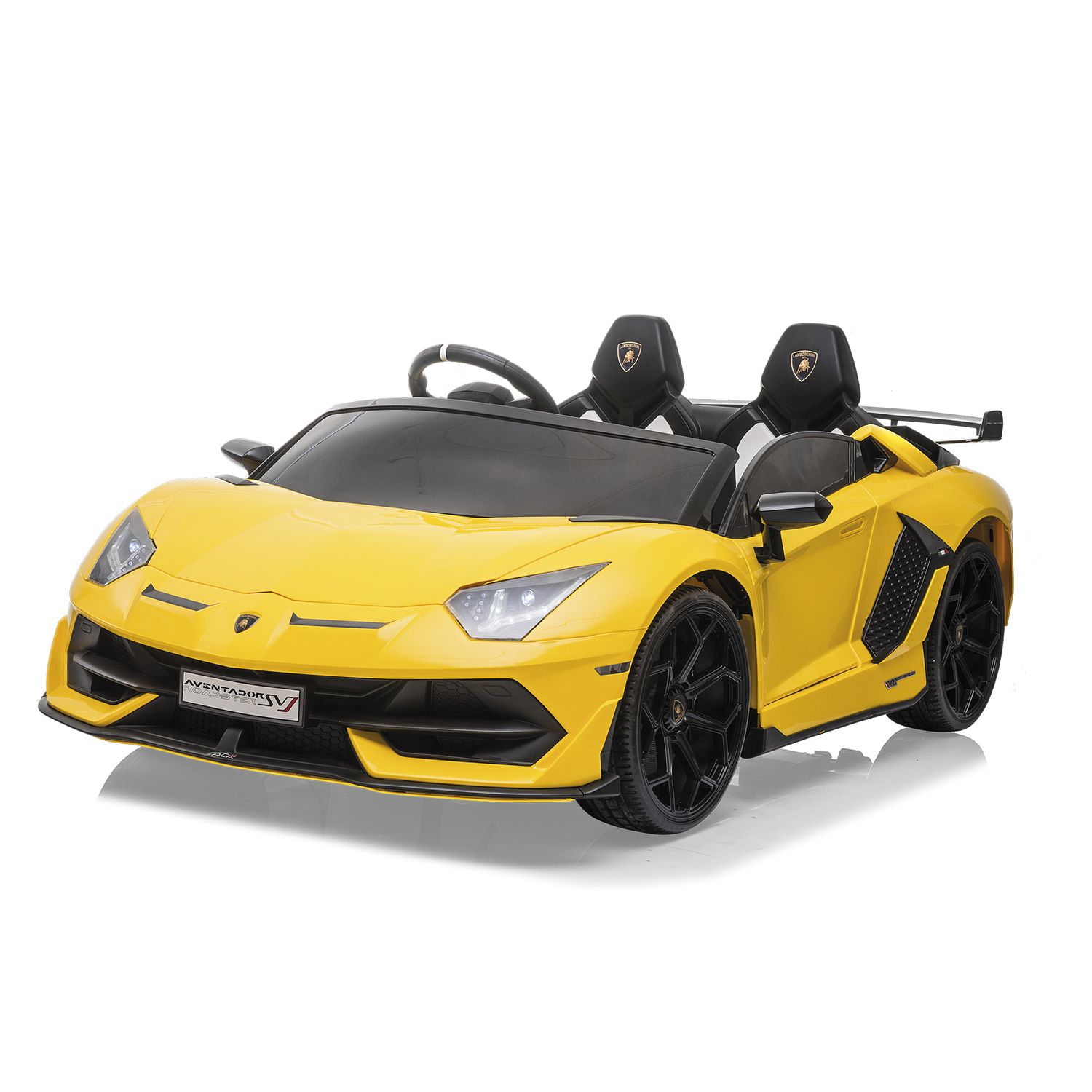 Lamborghini aventador svj roadster elettrica 24v radiocomandata batteria litio - per bambini fino 60kg, 3 velocità 3-8km/h, porte apribili, mp3 usb - SUN&SPORT