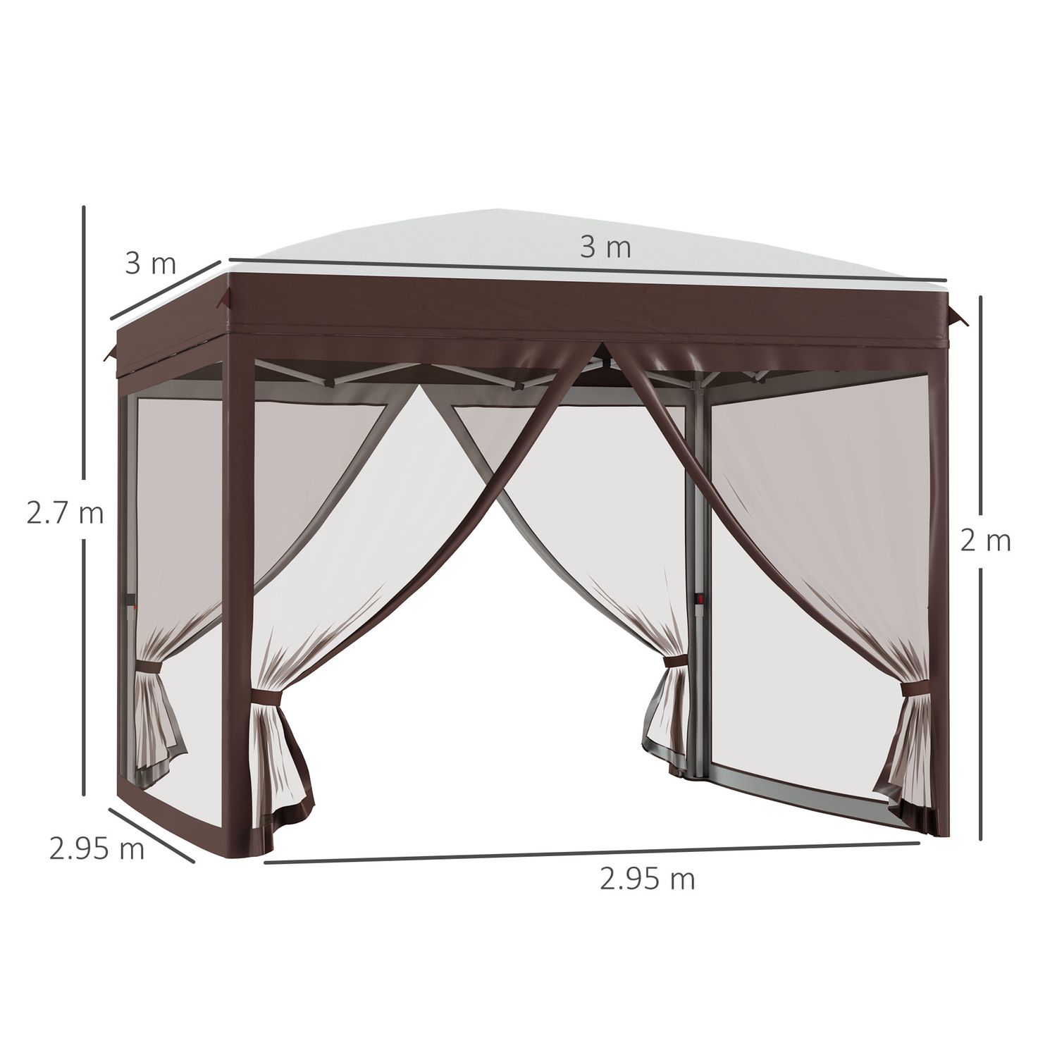 Gazebo da giardino 3x3 m con zanzariera e borsa da trasporto con ruote, color crema - 