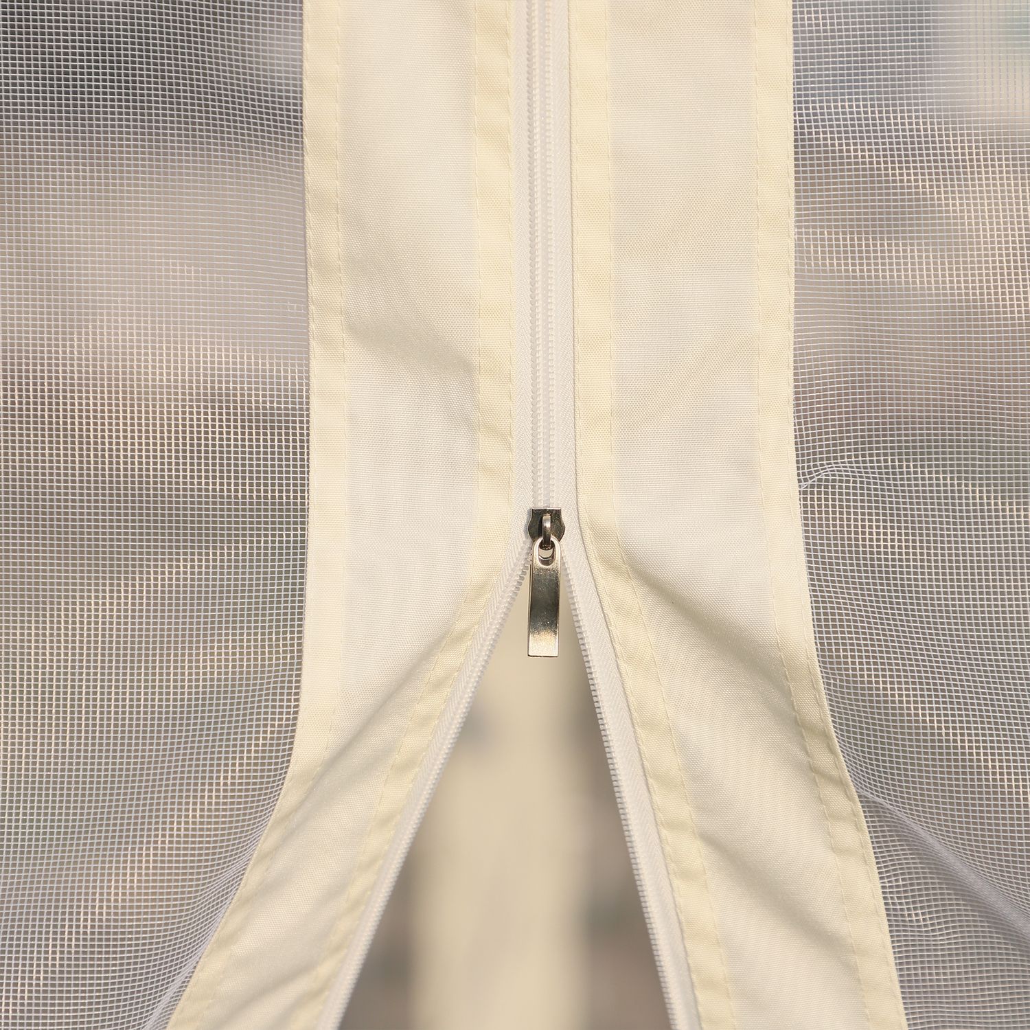 Gazebo da giardino 3x3m con zanzariera, telaio in acciaio e doppio tettuccio, bianco - 