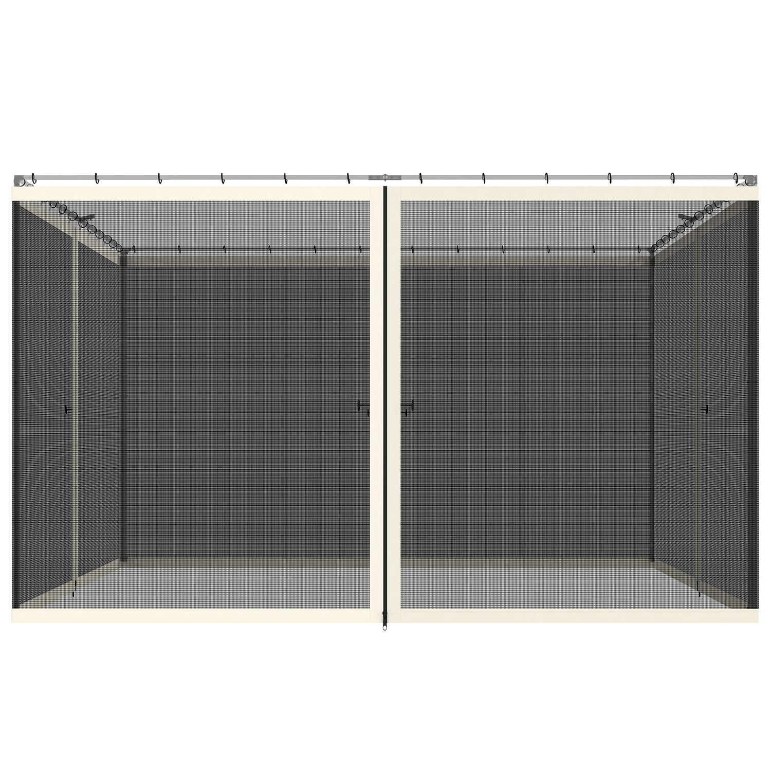 Zanzariera per gazebo tende di ricambio universale con cerniere, 335x207cm - nero e beige - 