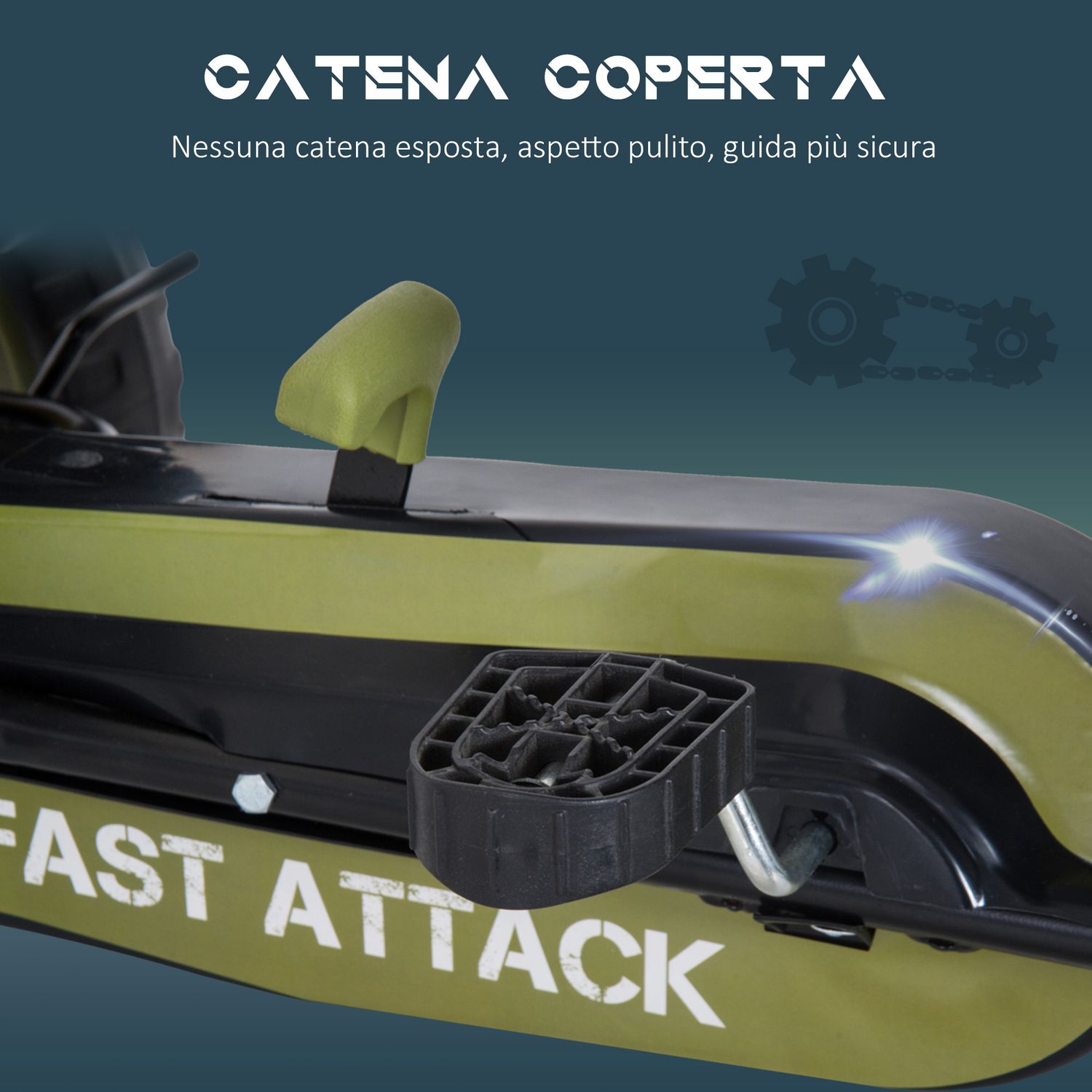 Go kart a pedali per bambini da 3-6 anni con sedile regolabile e freno a mano, verde - 