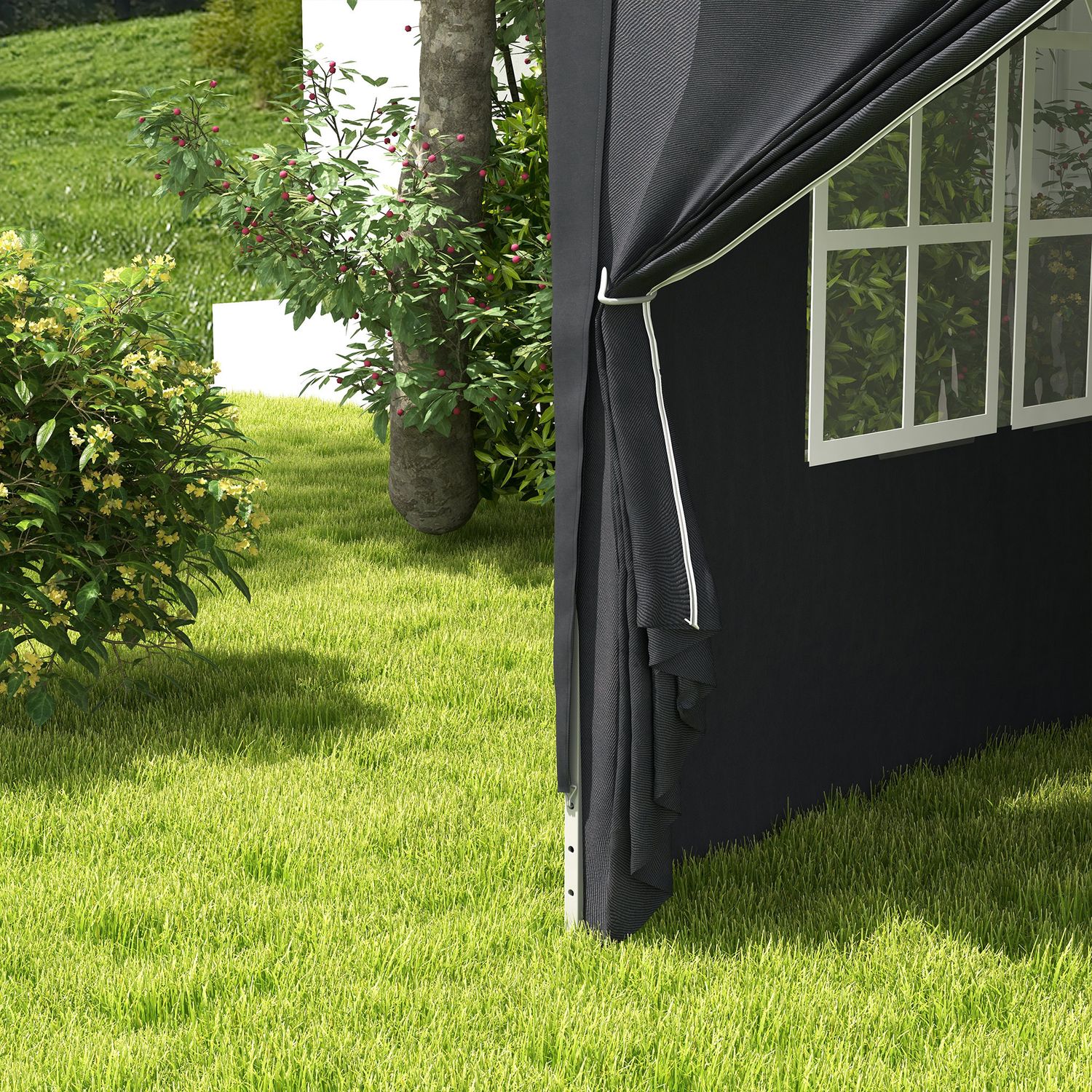 Gazebo 3x3 ad altezza regolabile con fori di drenaggio e borsa da trasporto, in metallo, grigio - 