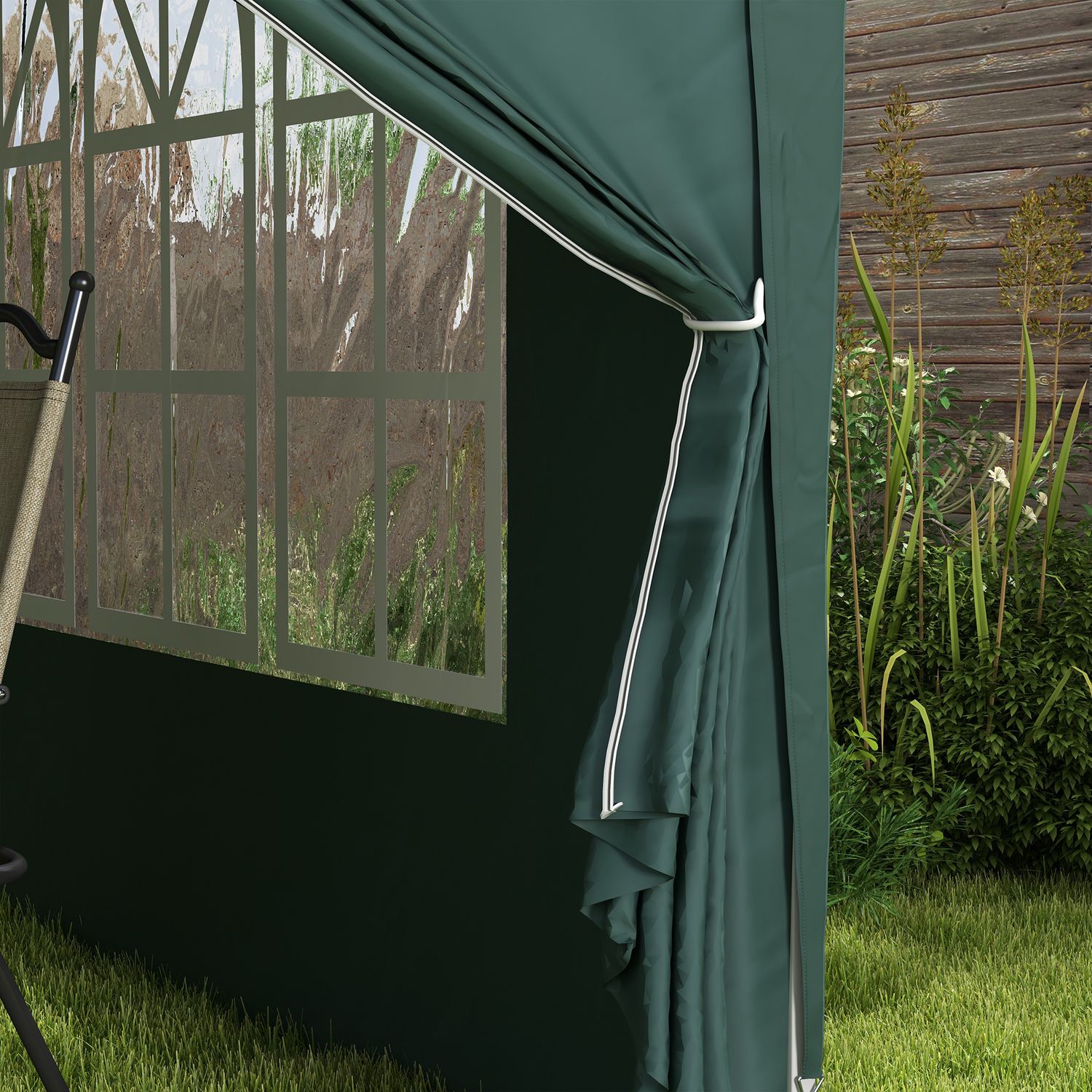 Gazebo 3x3 m da giardino impermeabile in acciaio con copertura in tessuto oxford, verde - 