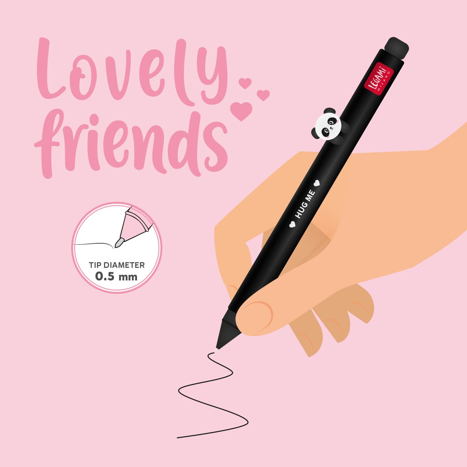Penna gel - lovely friends - panda - extraordinary stationery - LEGAMI
