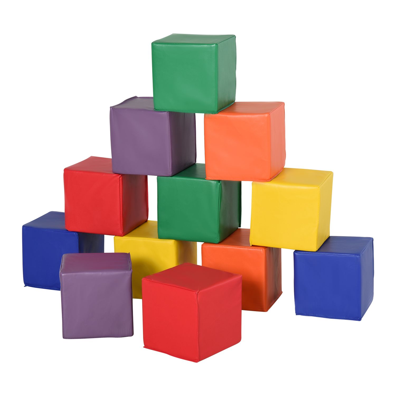 Set 12 cubi giocattolo morbidi per bambini 12-36 mesi, blocchi schiuma per bambini, costruzioni morbide in pu ed epe, 20x20x20 cm, multicolore - 