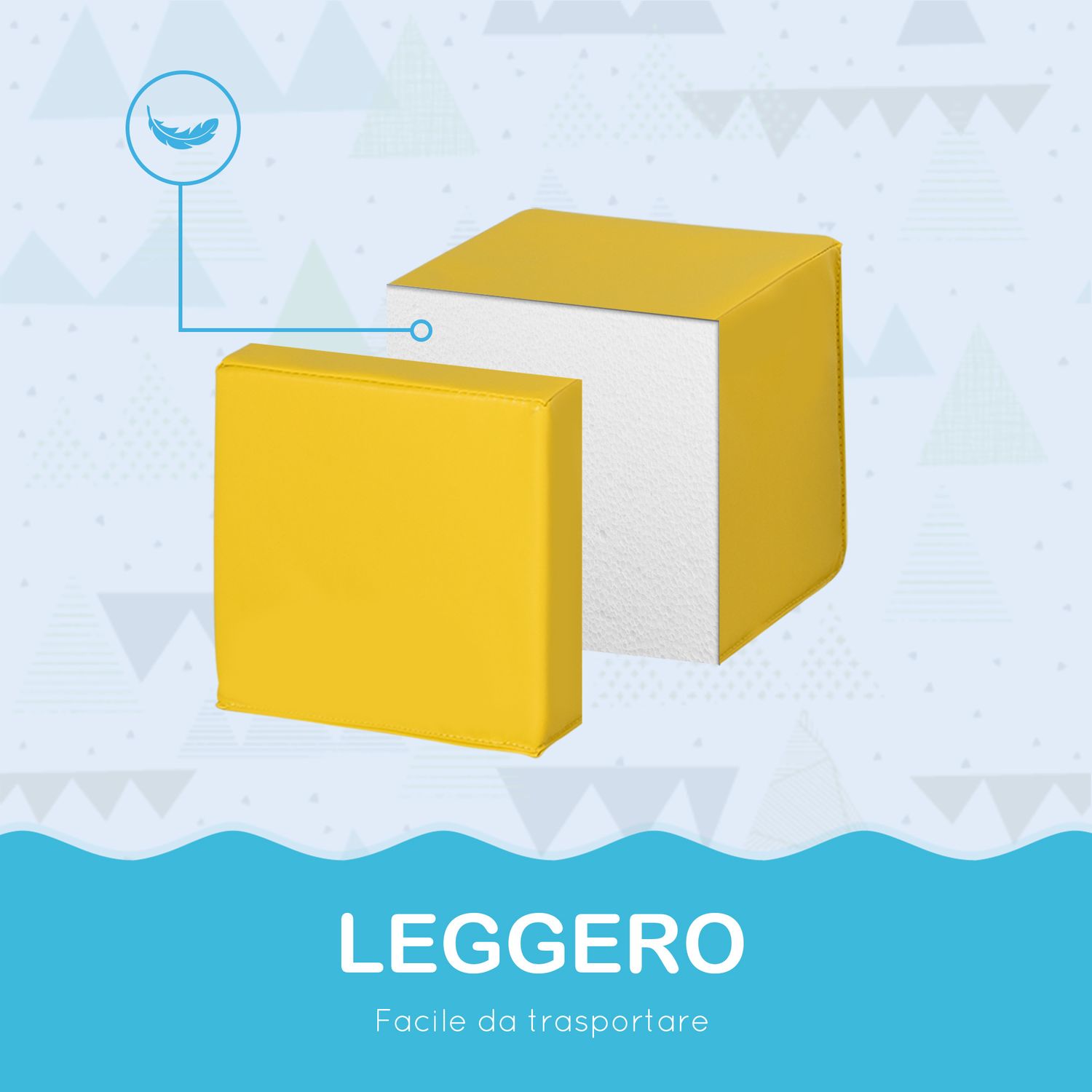 Set 12 cubi giocattolo morbidi per bambini 12-36 mesi, blocchi schiuma per bambini, costruzioni morbide in pu ed epe, 20x20x20 cm, multicolore - 