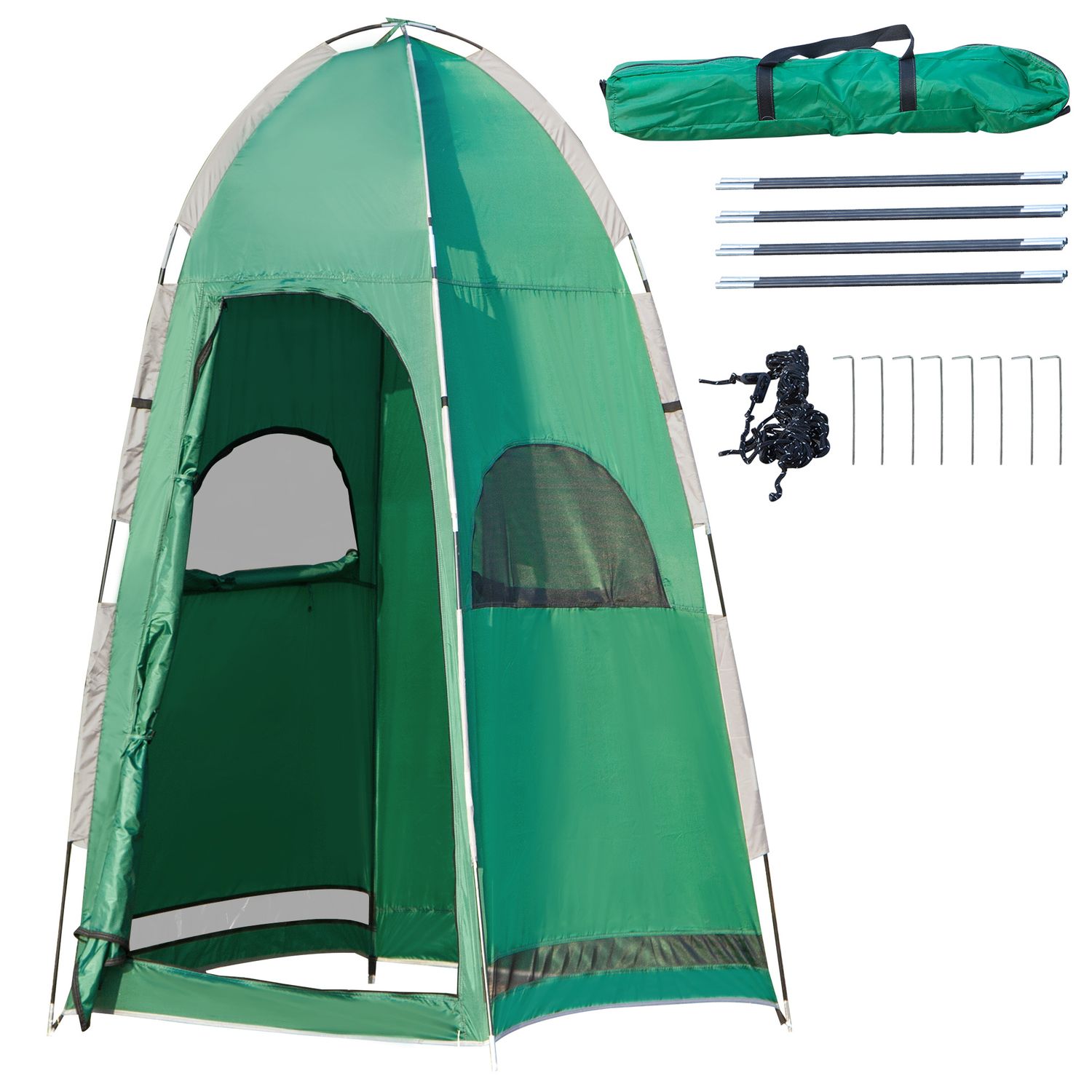 Tenda doccia da campeggio con borsa per trasporto e tasca portaoggetti 122x122x213cm, verde - 