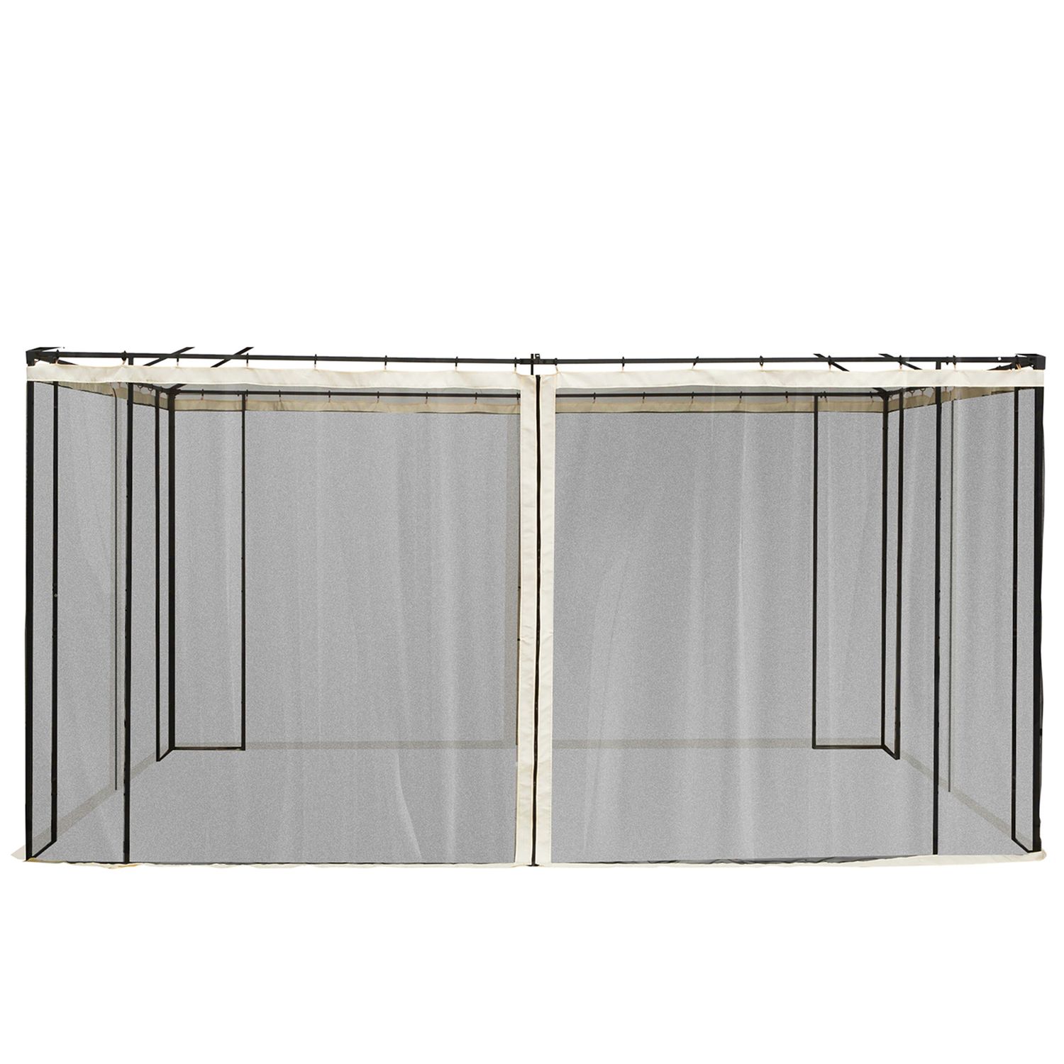 Zanzariera per gazebo tende di ricambio universale con cerniere, 352x207cm - nero e beige - 