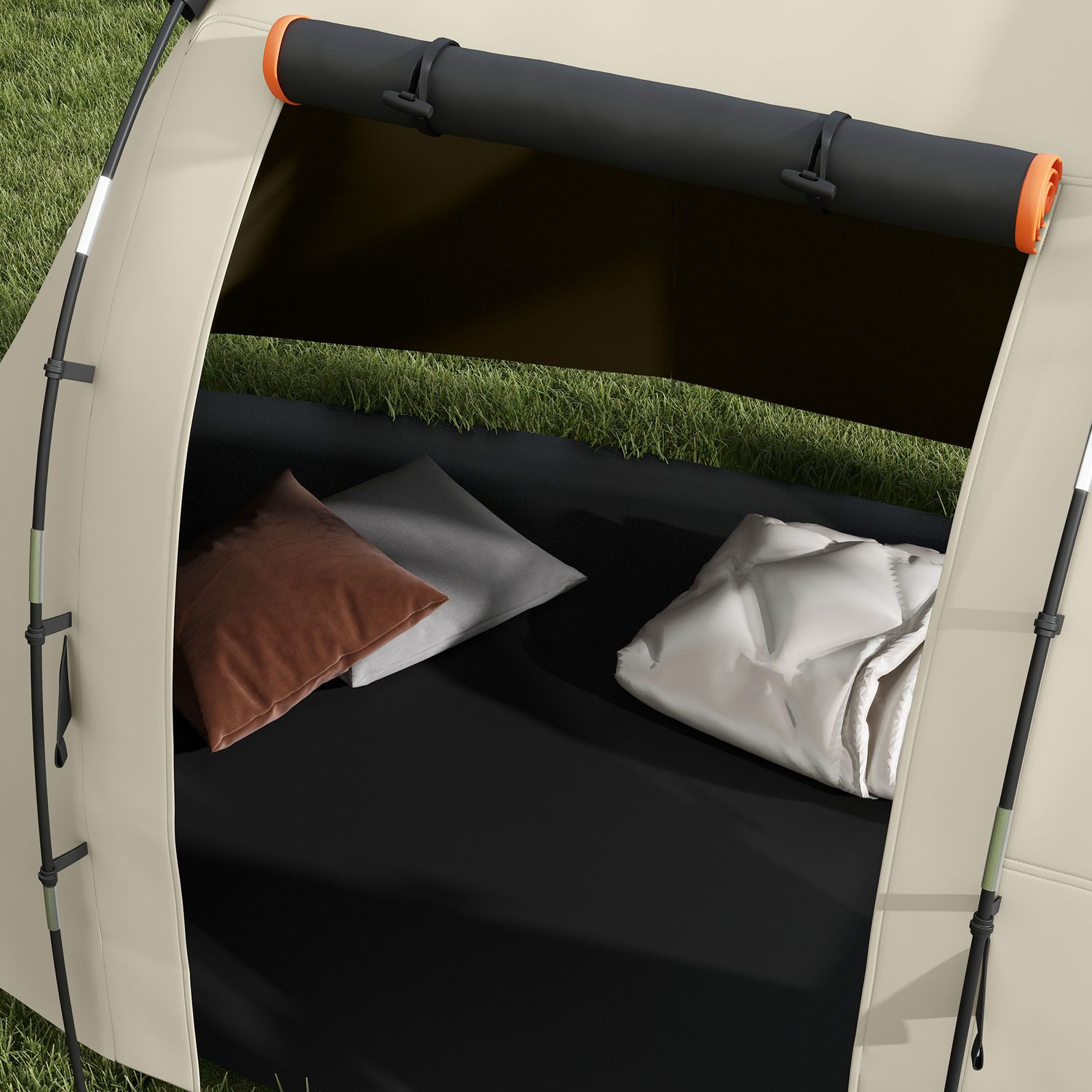 Tenda da campeggio 4-5 persone con copertura oscurante, impermeabile con borsa di trasporto, kaki - 